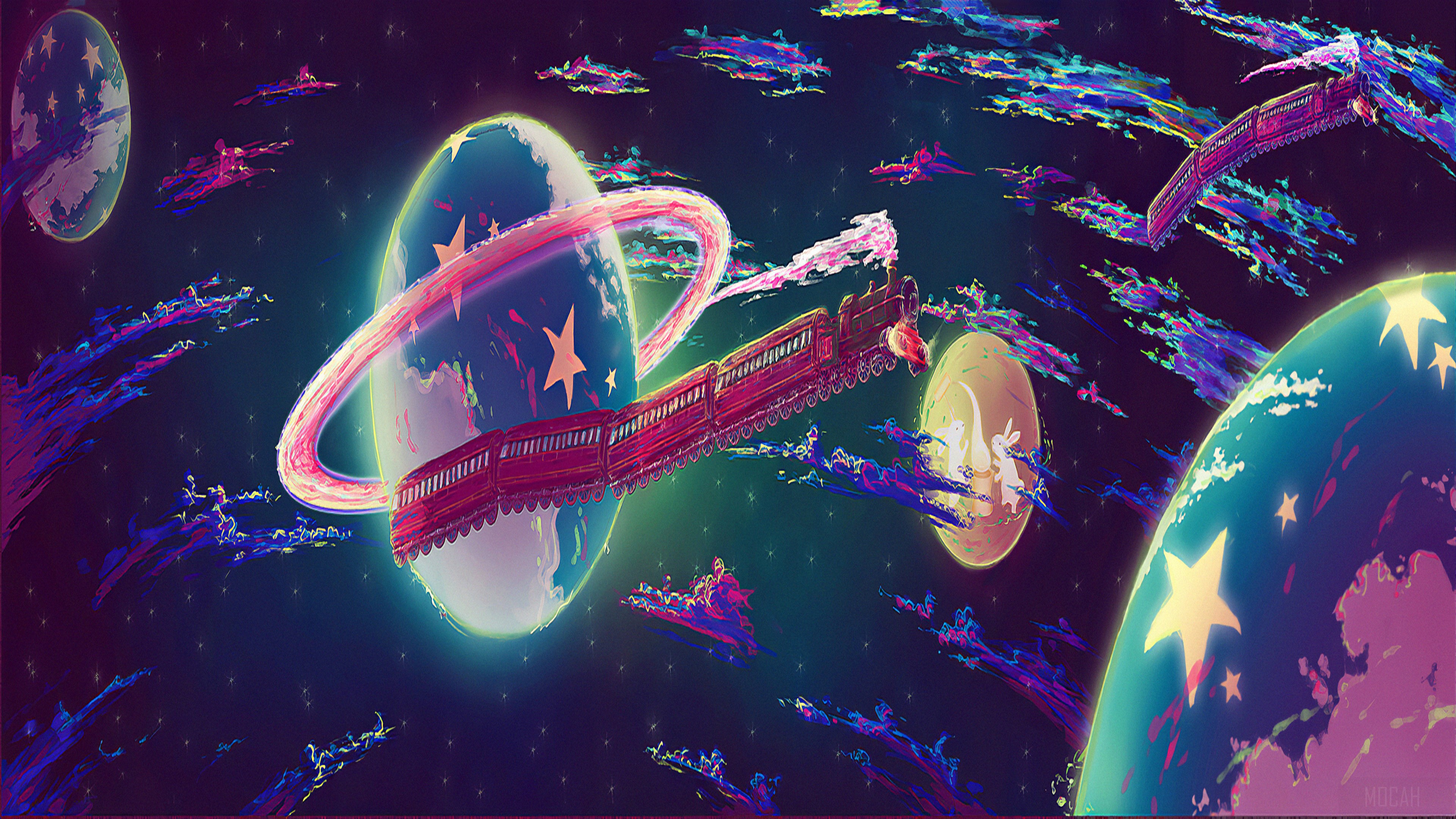Space Train HD Wallpaper