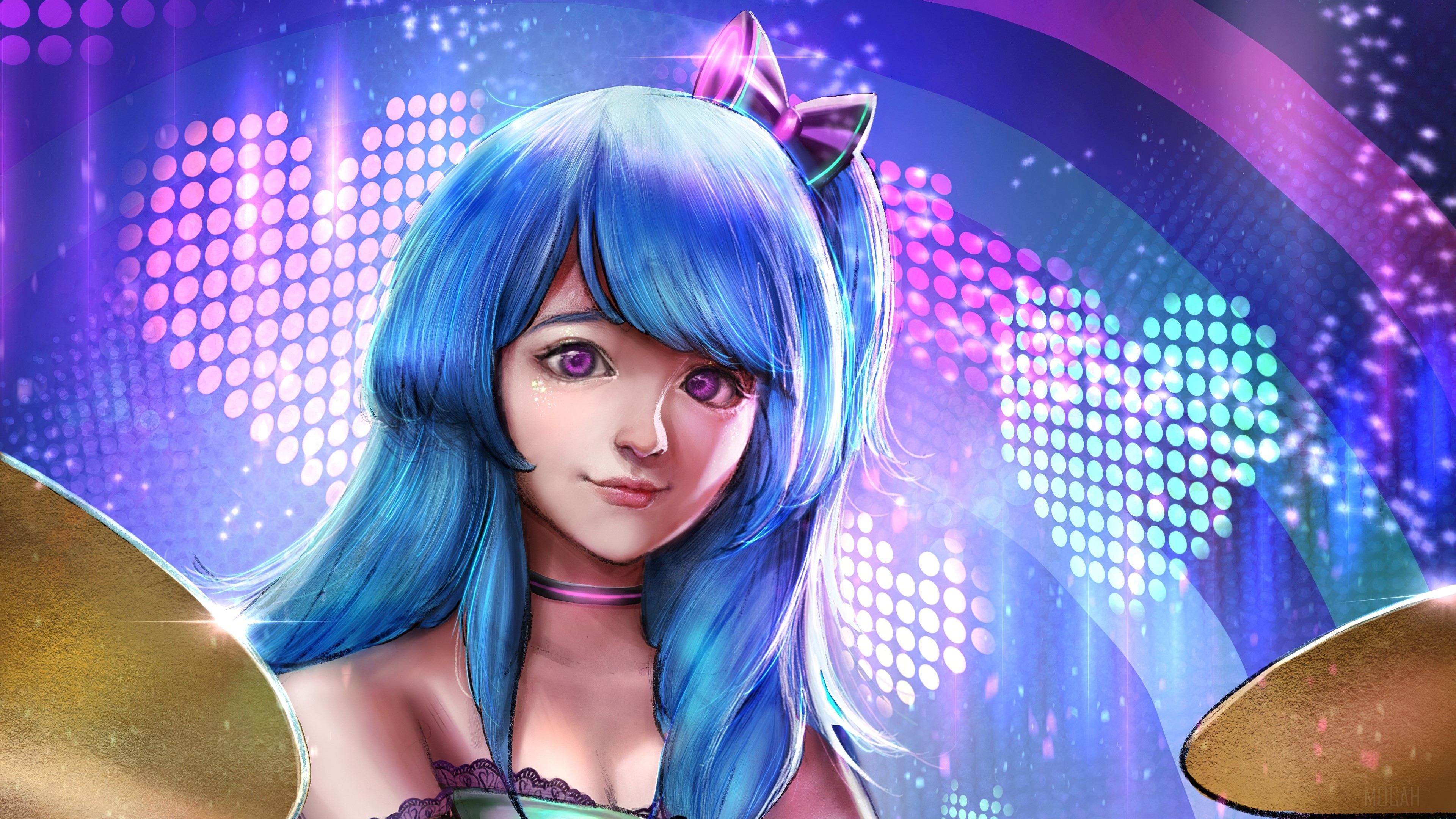 Cyber Rock Drummer Girl HD Wallpaper