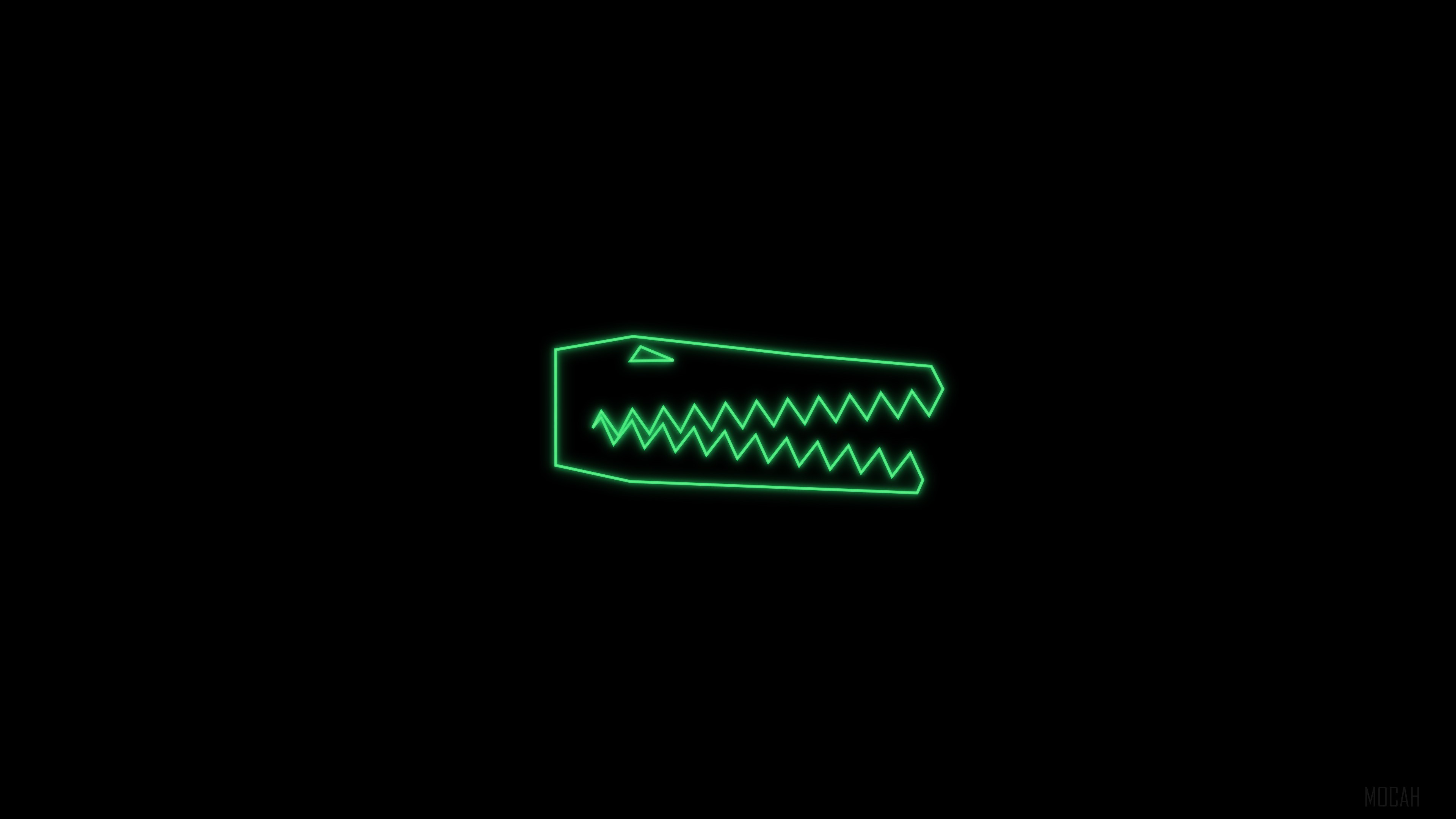 Minimalist Neon Crocodile Head 4K HD Wallpaper