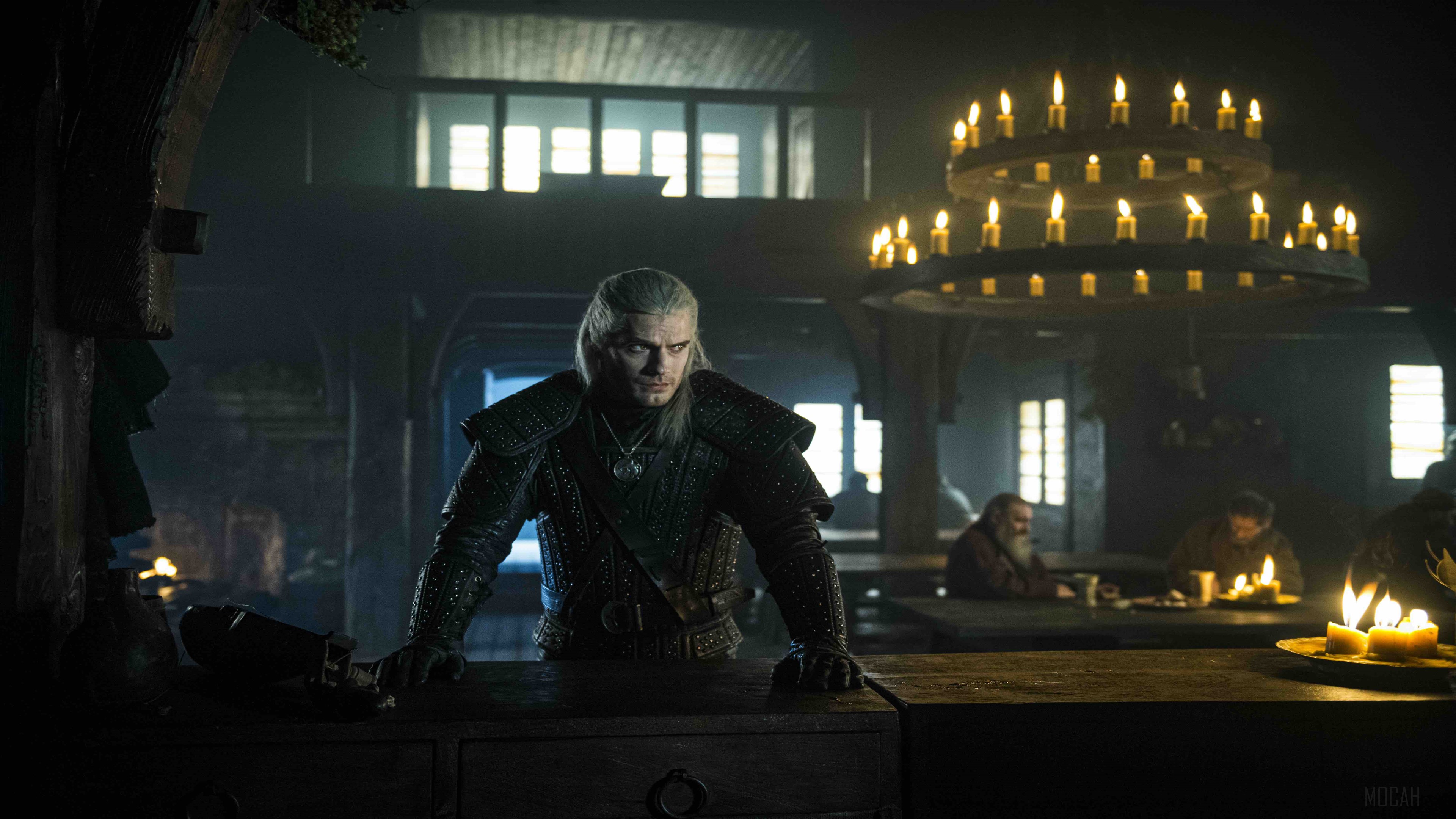 Geralt of Rivia from The Witcher in a tavern 4K HD Wallpaper