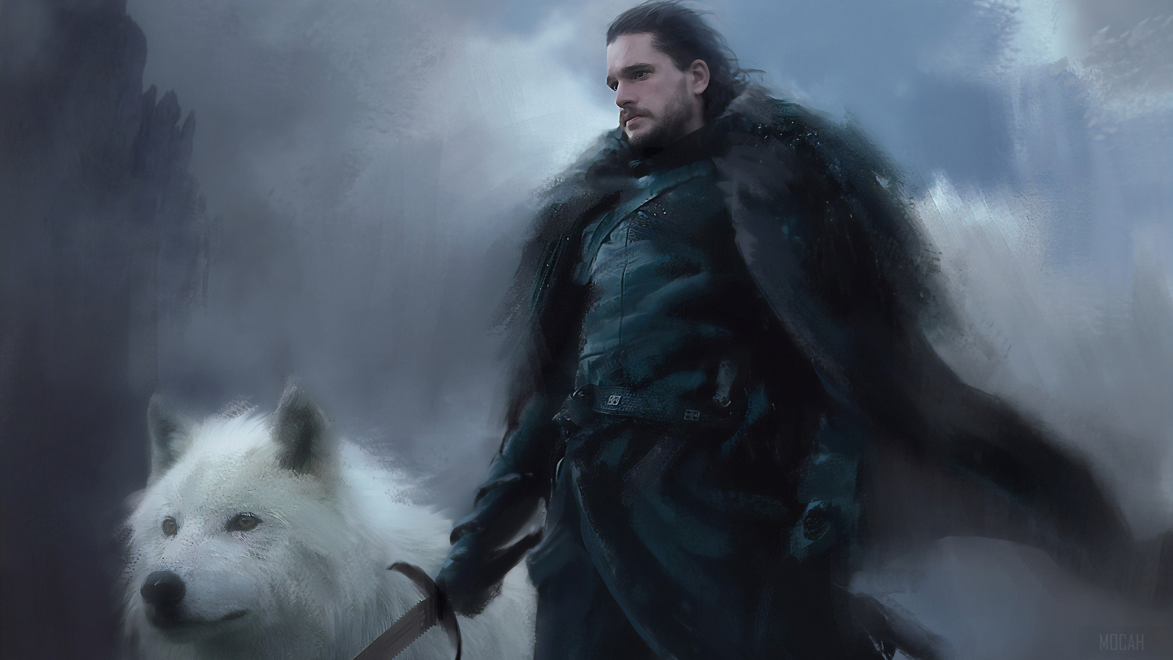 Jon Snow and Ghost from Game of Thrones 4K HD Wallpaper