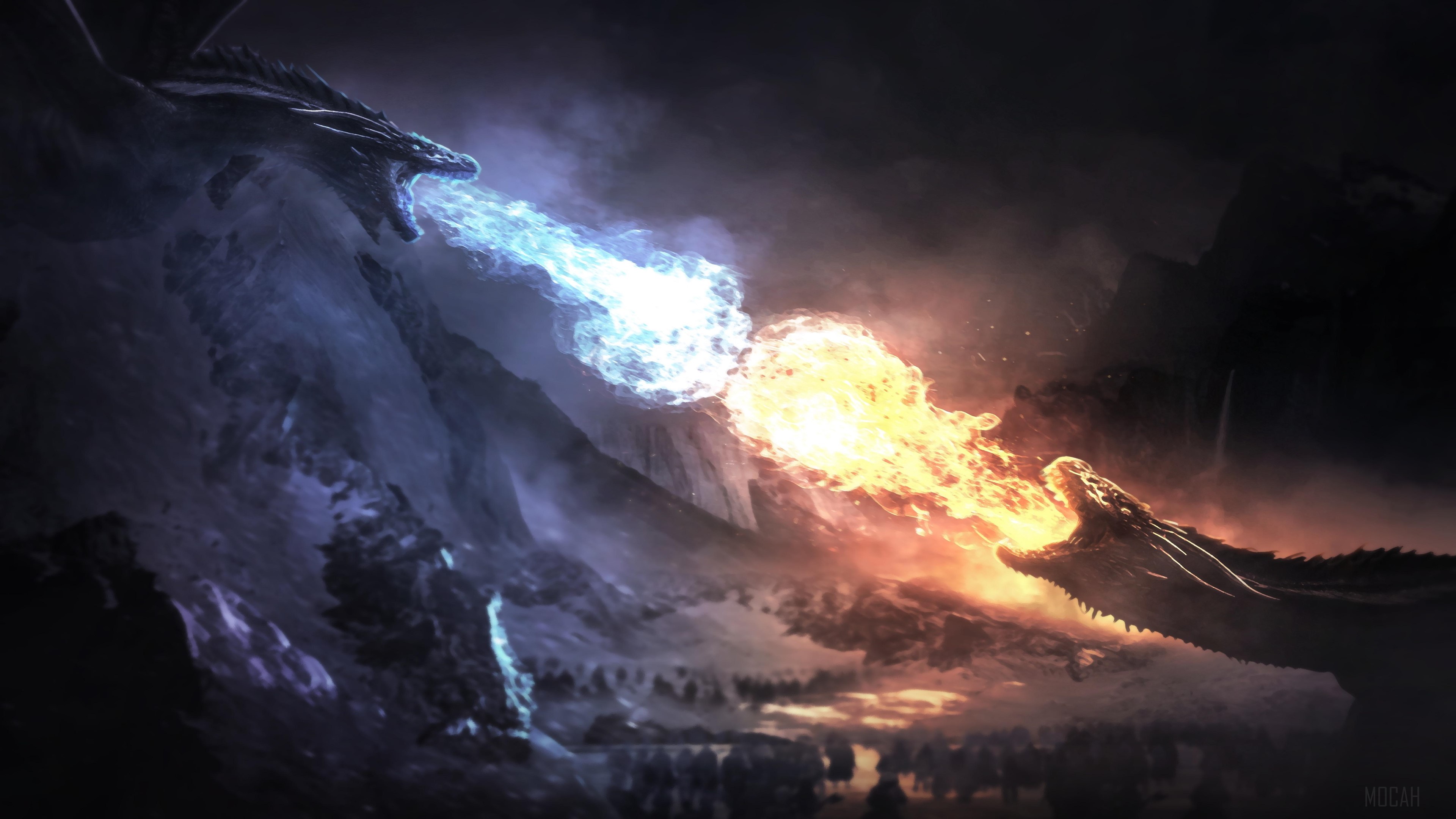Game Of Thrones Season 8 Dragons Fight HD Wallpaper