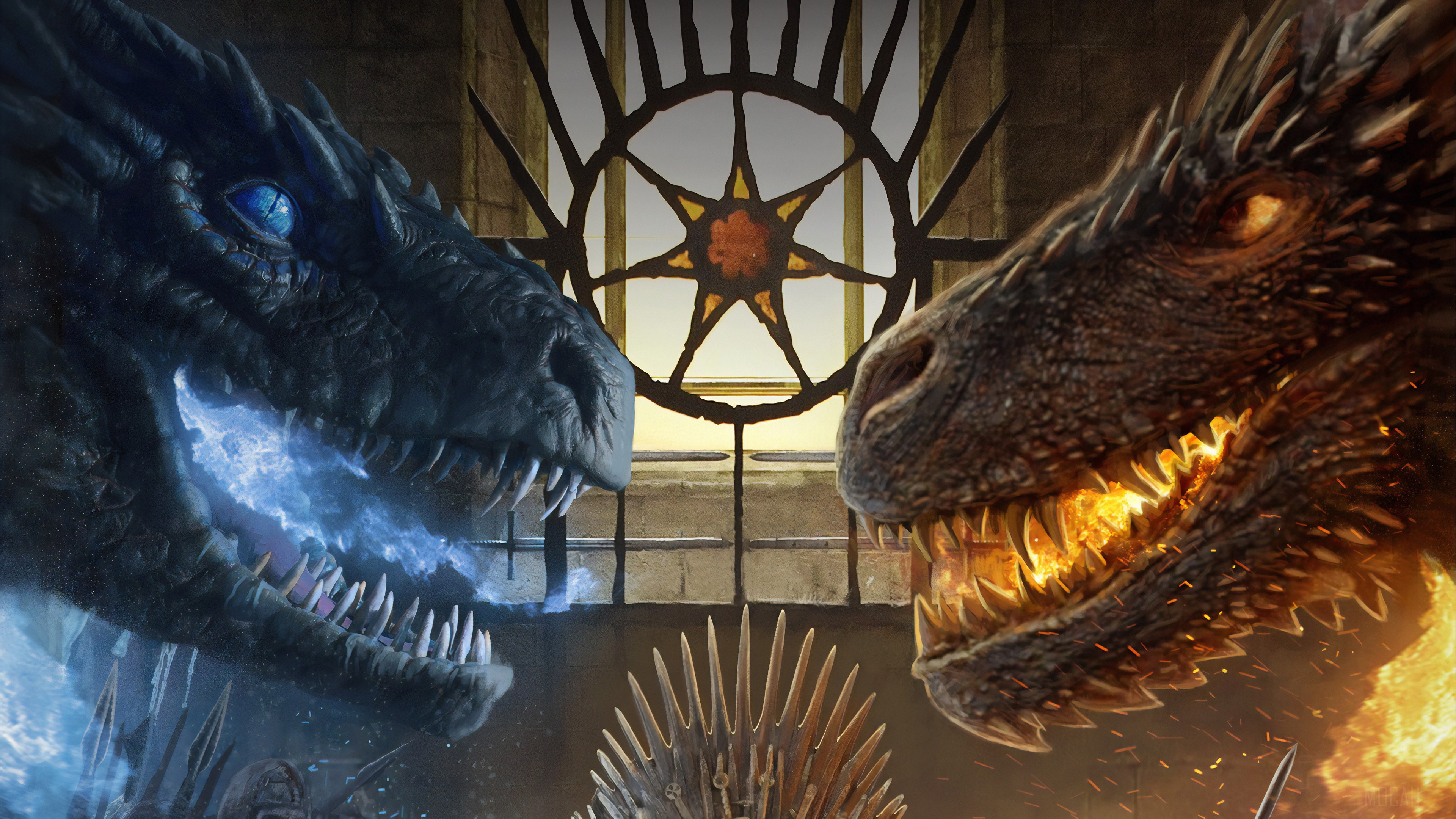 Game of Thrones Night and Fire Dragons 4K HD Wallpaper