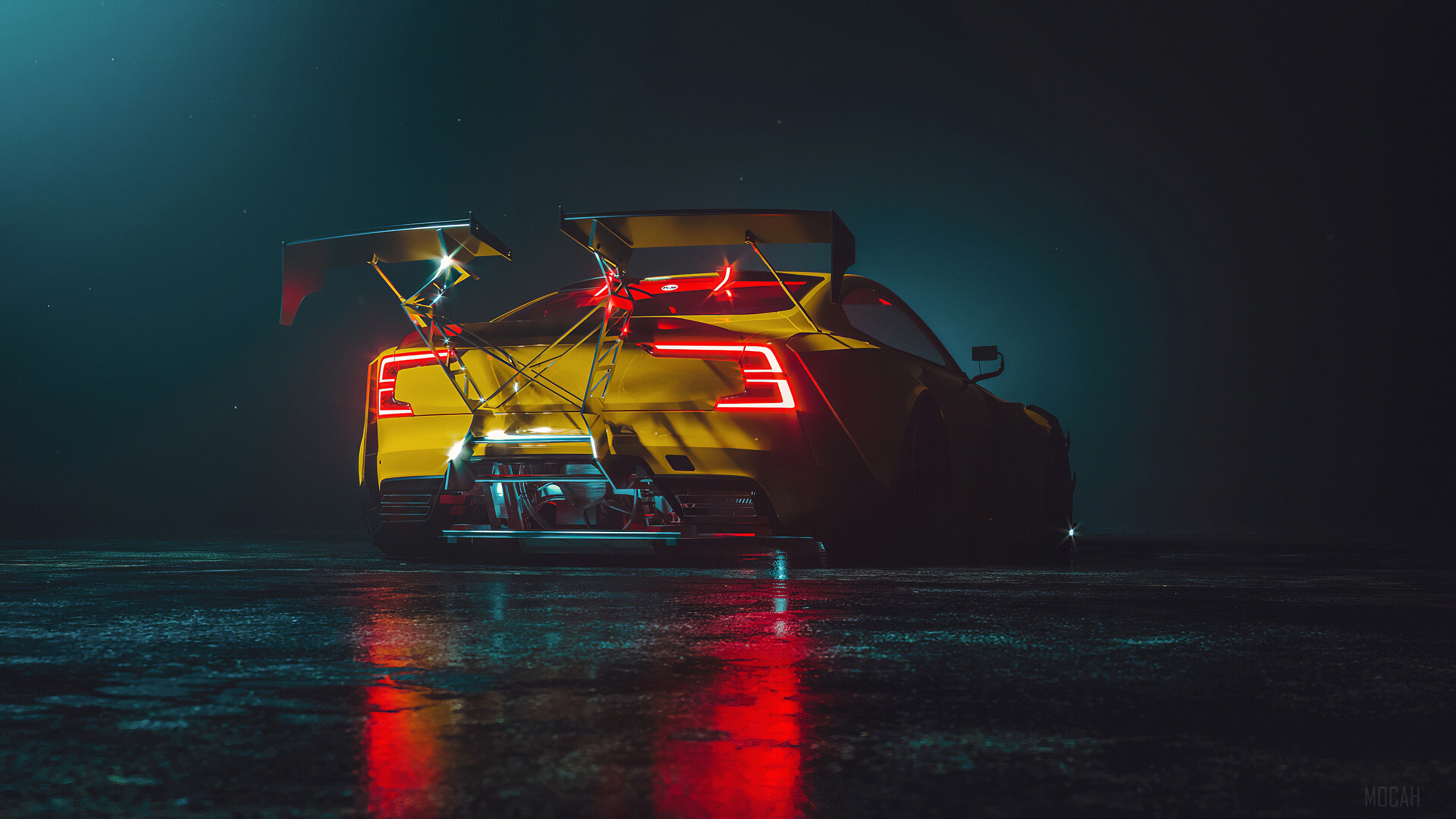 Yellow NFS Heat 2019 car with spoiler 4K HD Wallpaper