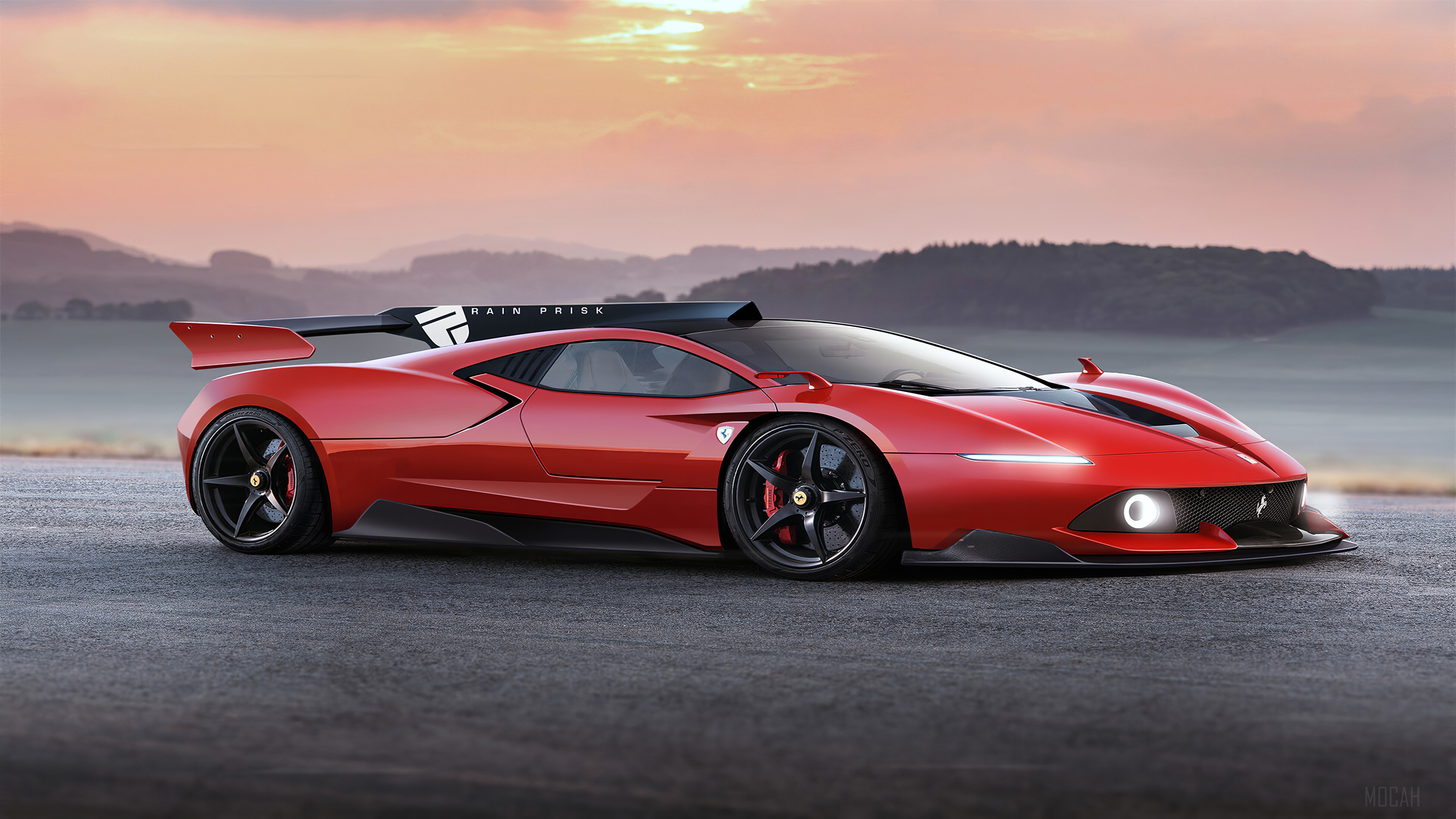 Ferrari Red Concept Car Artwork 4K HD Wallpaper