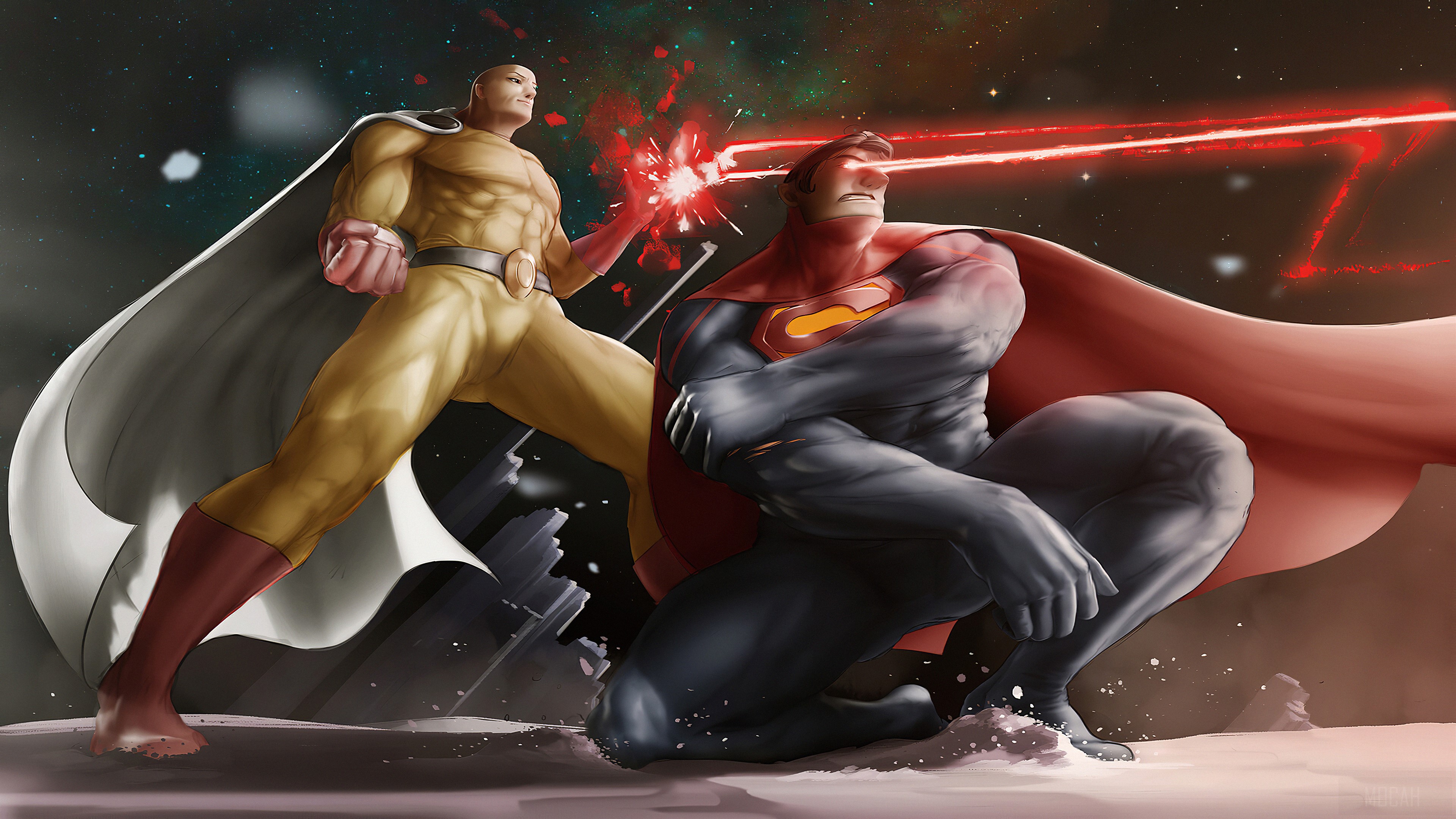 Saitama and Superman Art 4K HD Wallpaper