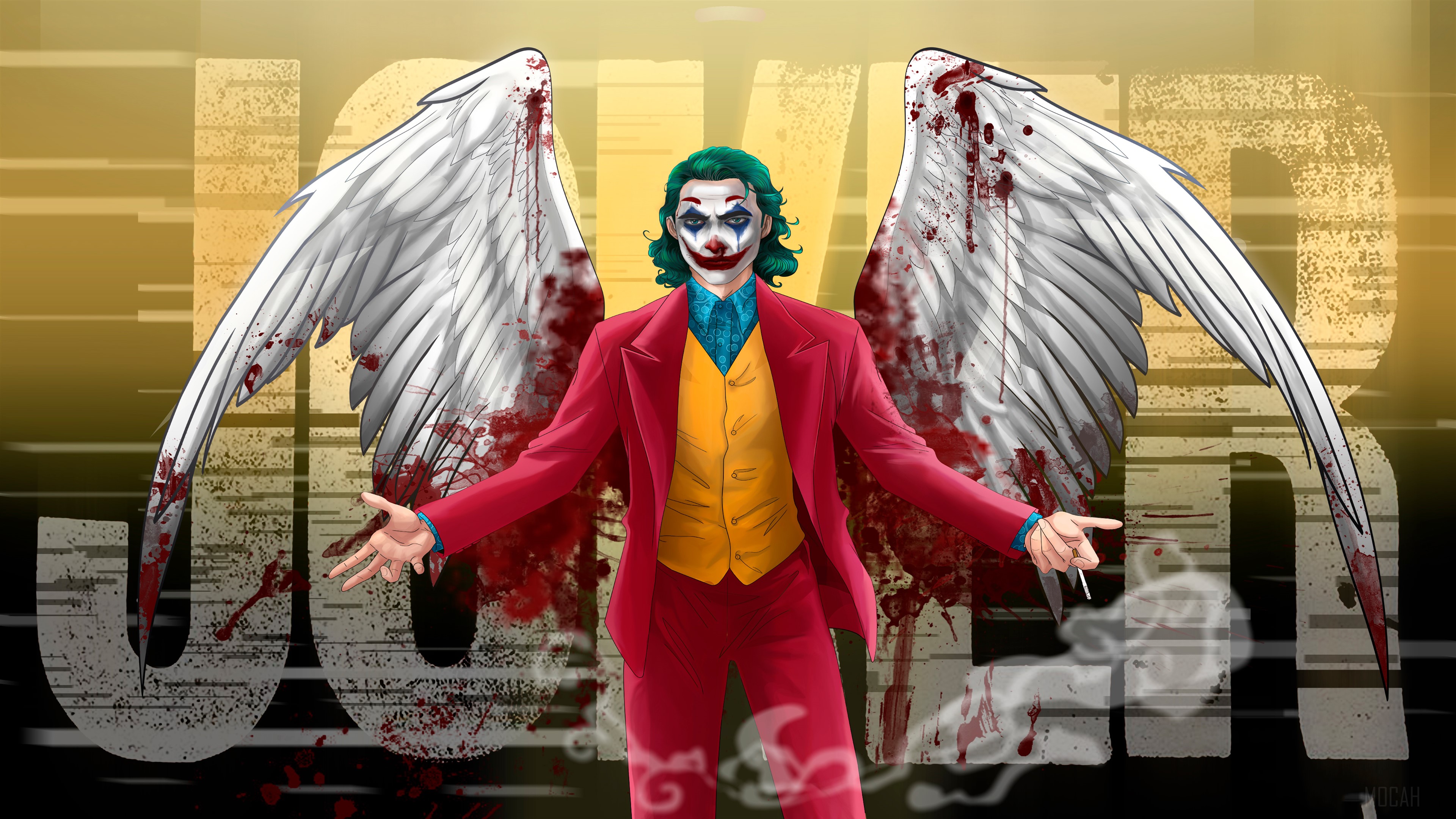 Joker with Bloody Wings 4K HD Wallpaper
