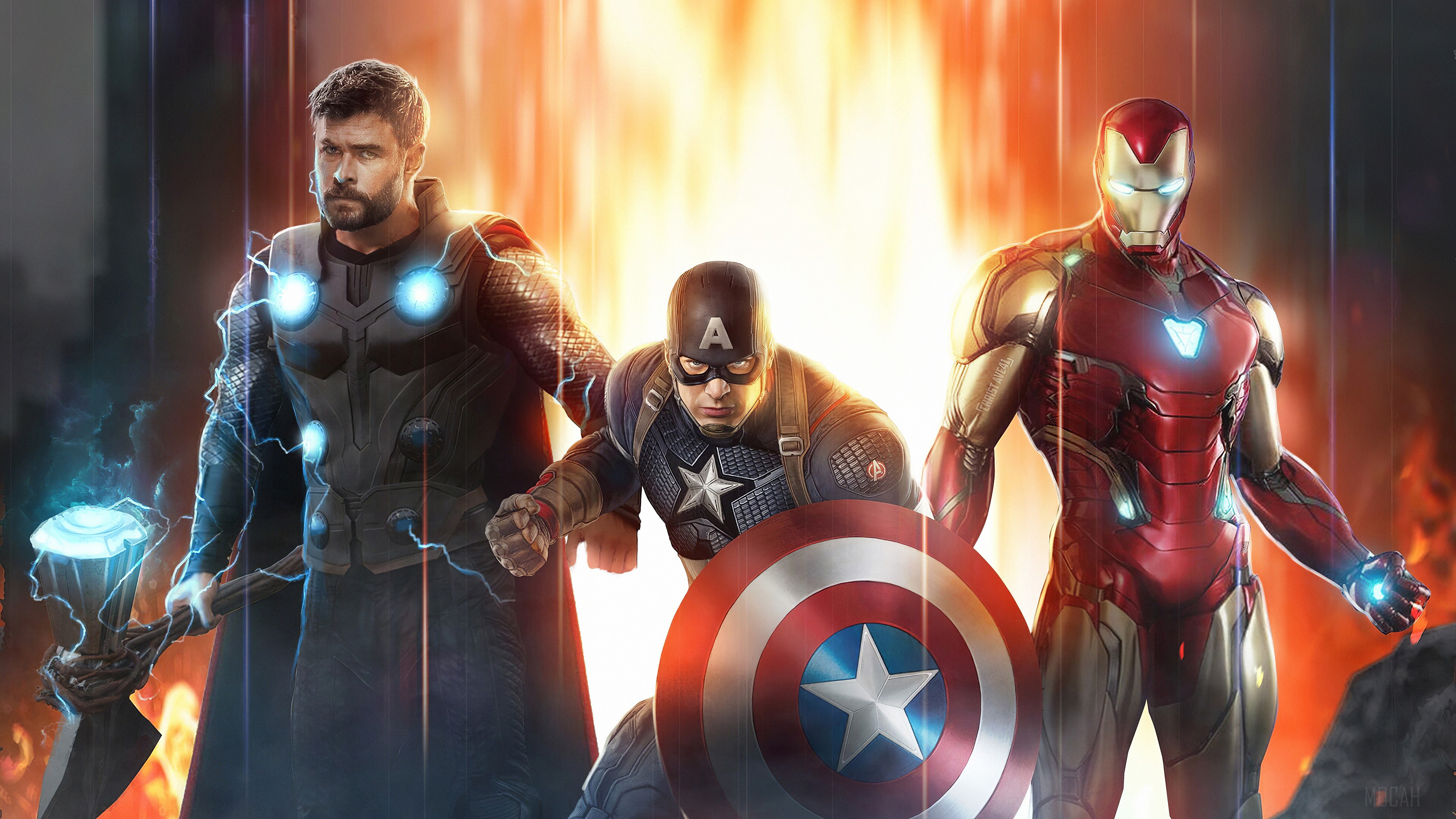 Thor, Captain America, and Iron Man from Avengers 4K HD Wallpaper