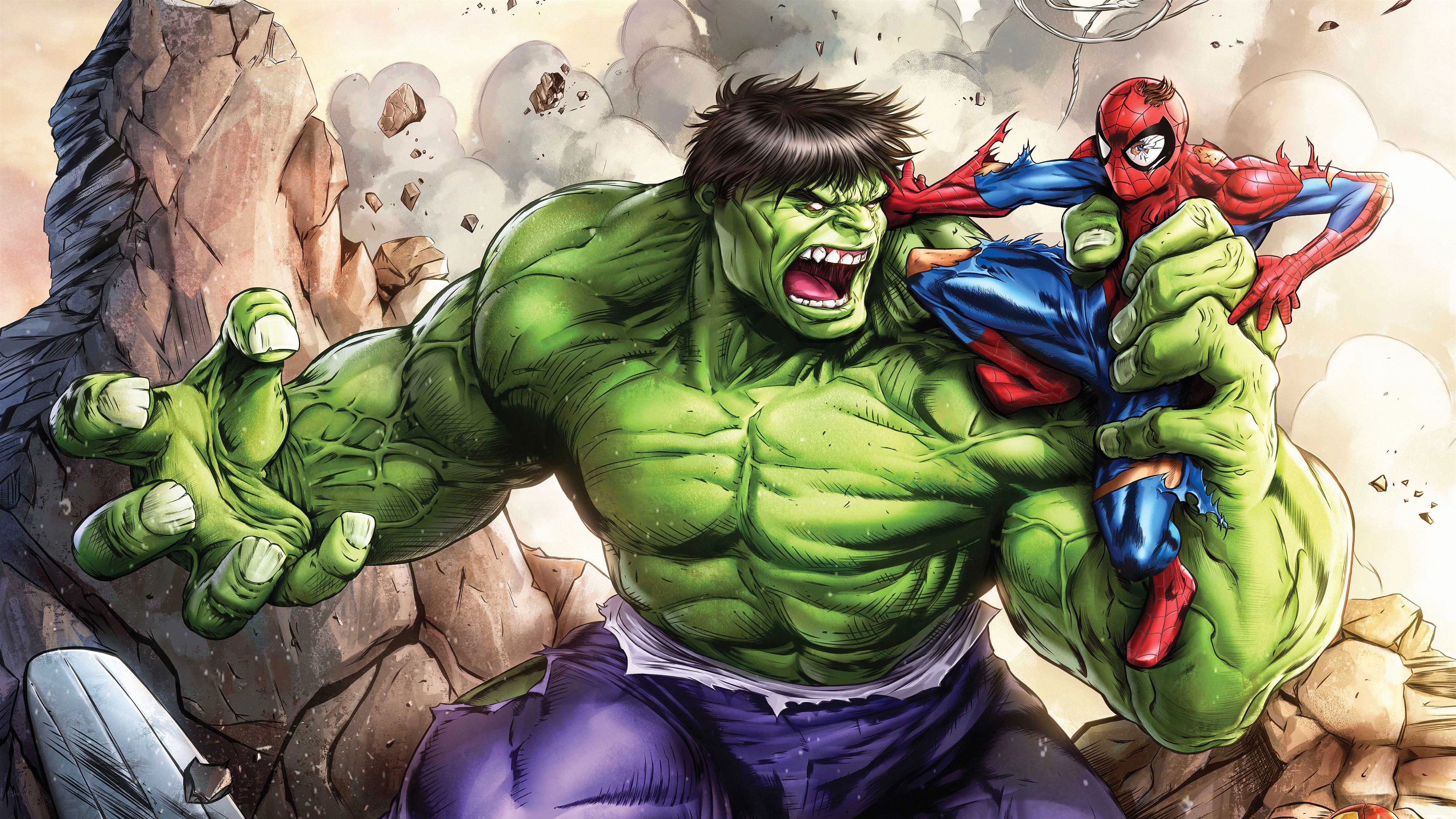 Hulk vs. Spider-Man Artwork 4K HD Wallpaper