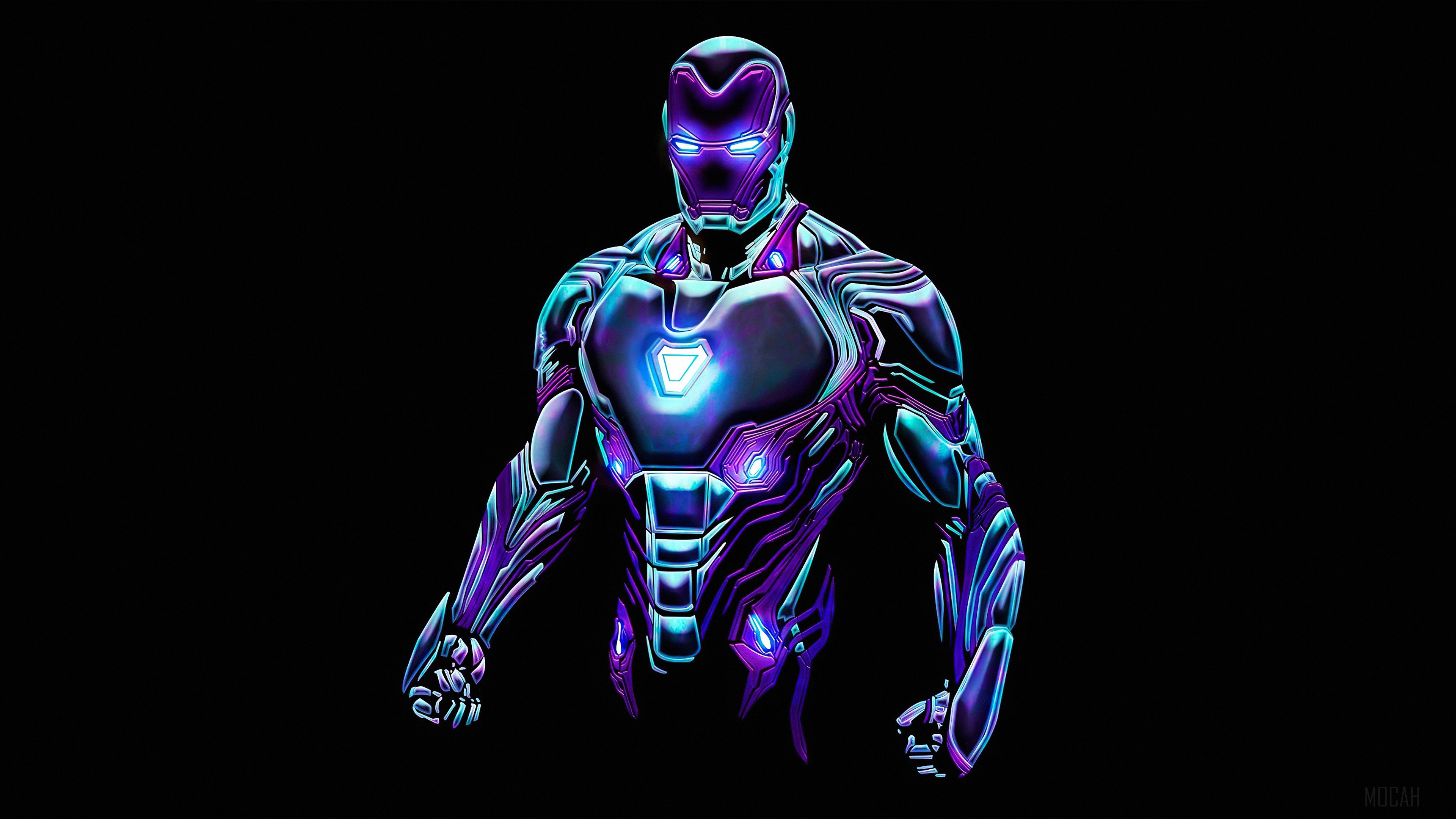 Neon Glowing Iron Man Suit 4K HD Wallpaper
