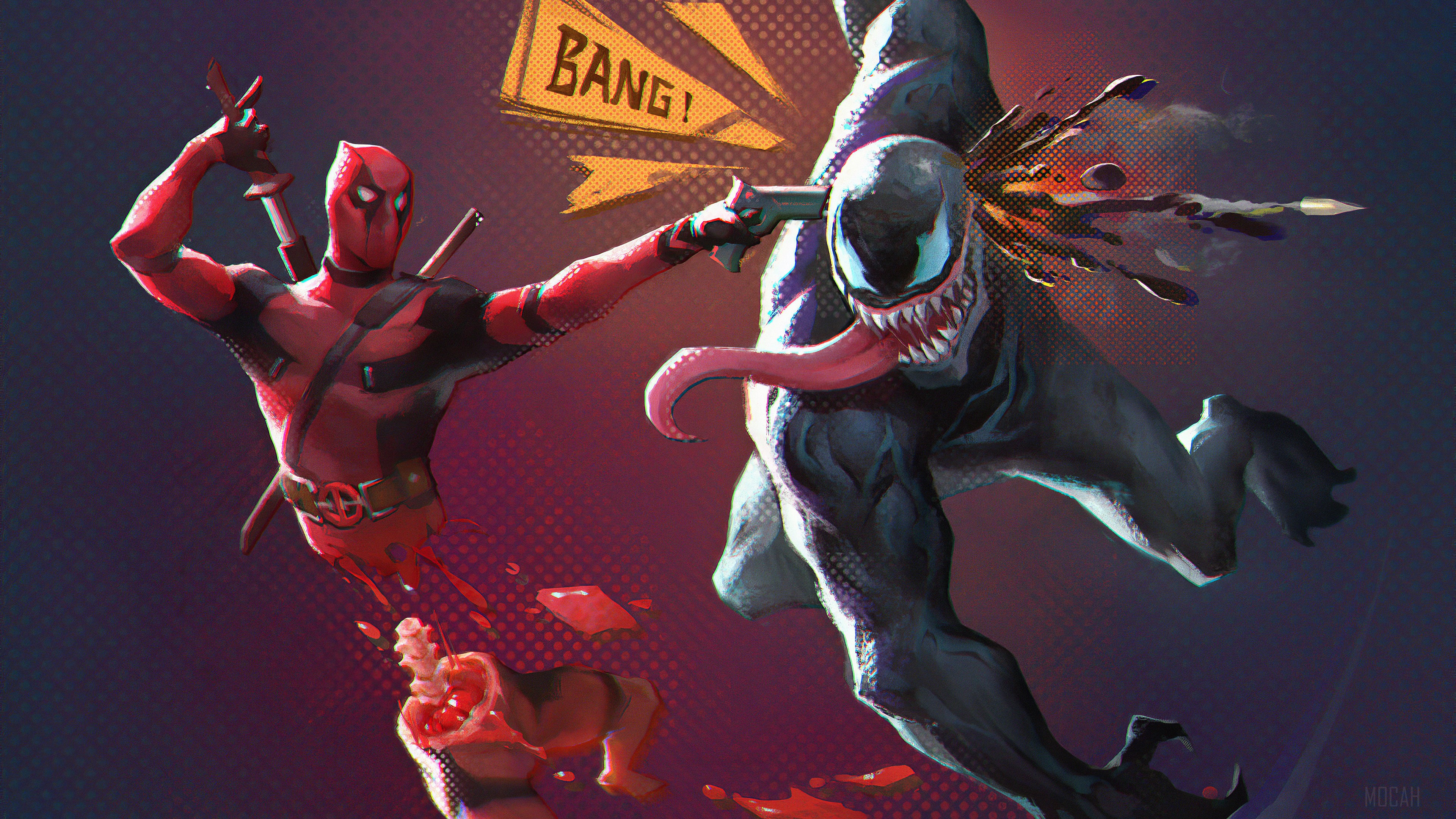Deadpool vs Venom Art HD Wallpaper