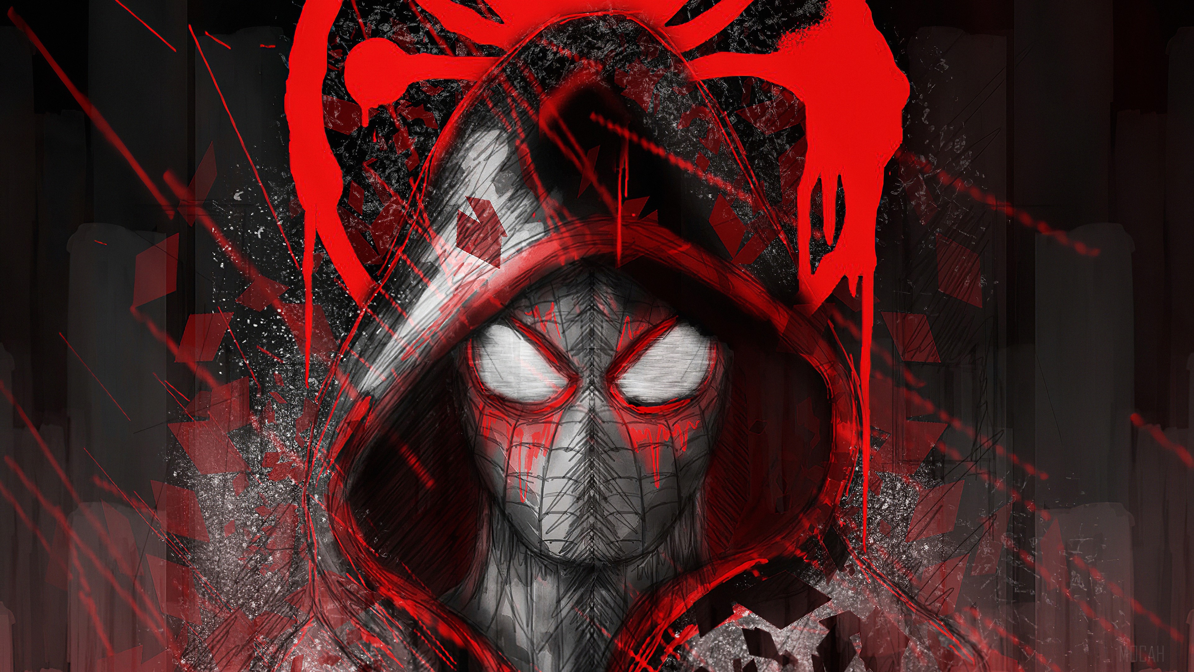 Spiderman in a Red Hoodie 4K HD Wallpaper