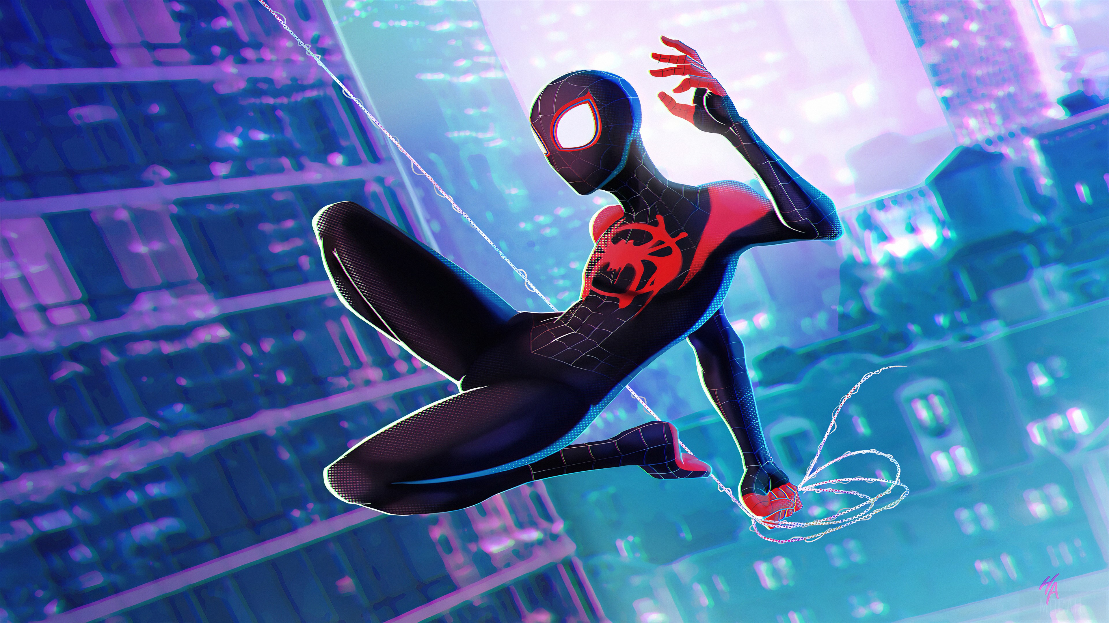 Spider-Man Jumping in City 4K HD Wallpaper