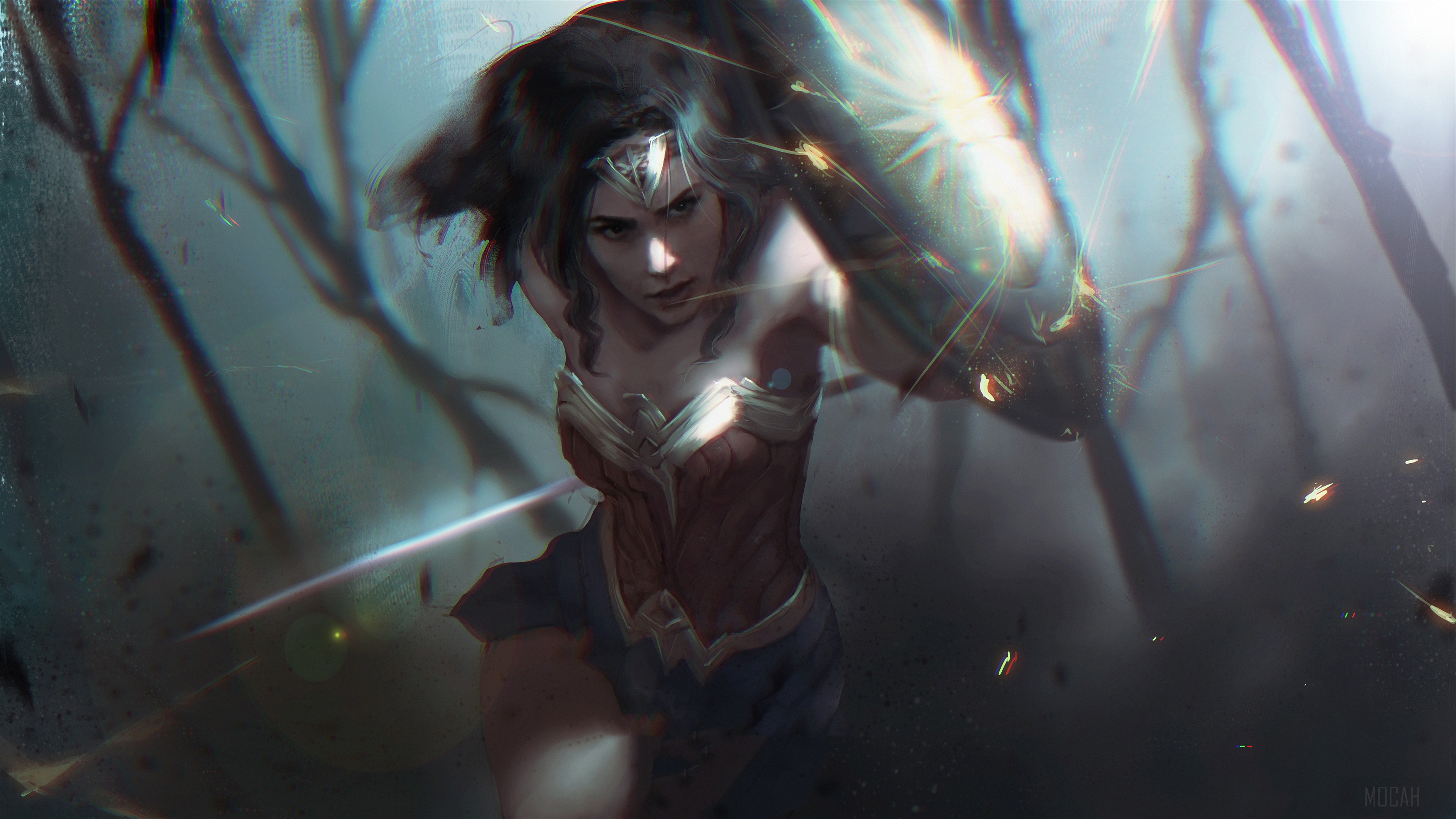 Wonder Woman with shield HD Wallpaper
