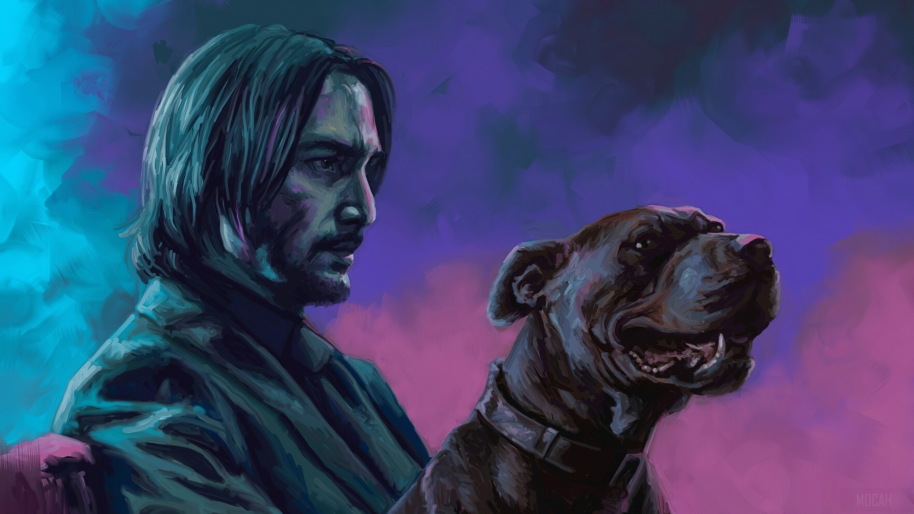 John Wick With Dog Art HD Wallpaper