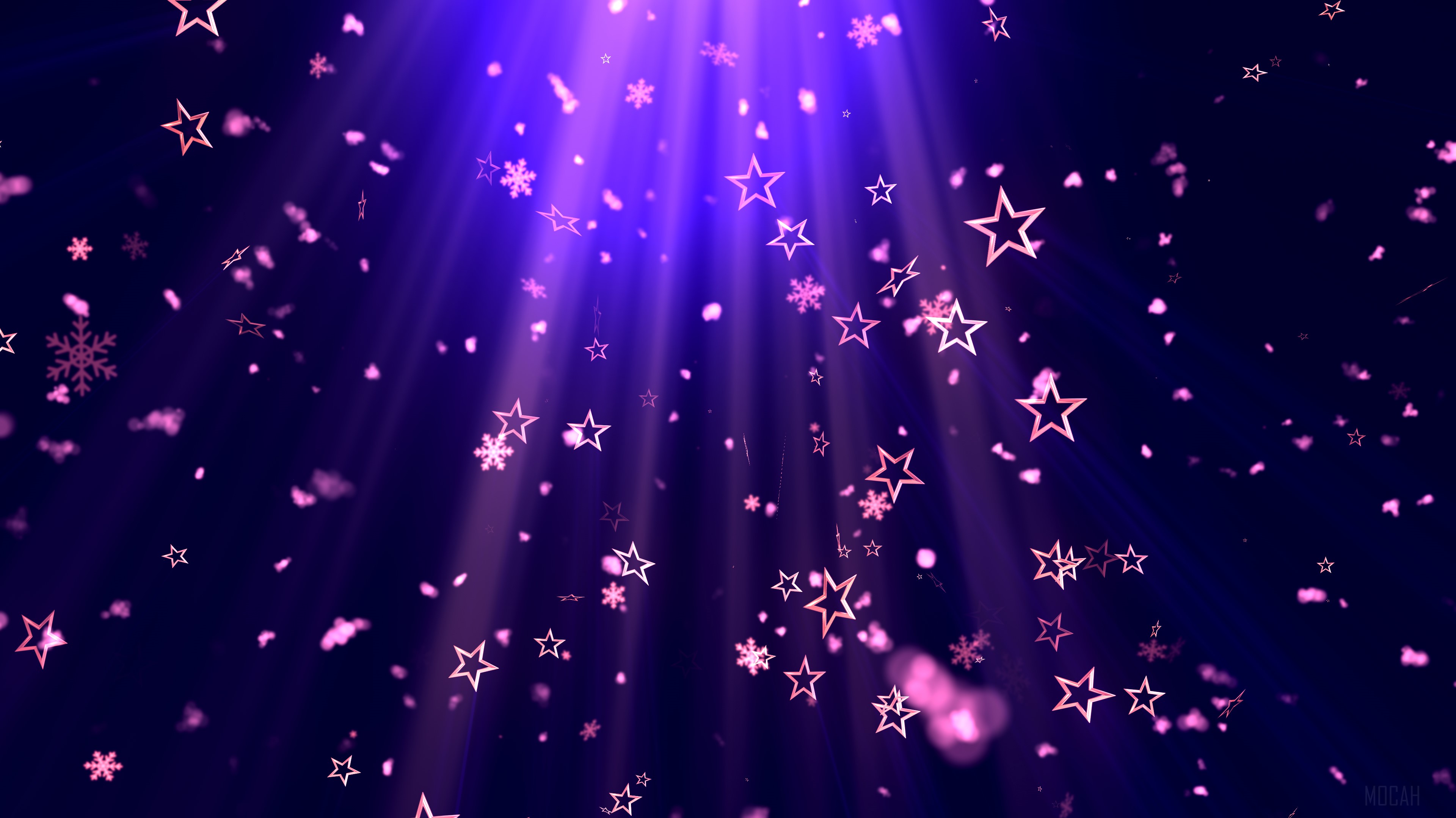 Abstract Stars and Snowflakes Falling 4K HD Wallpaper