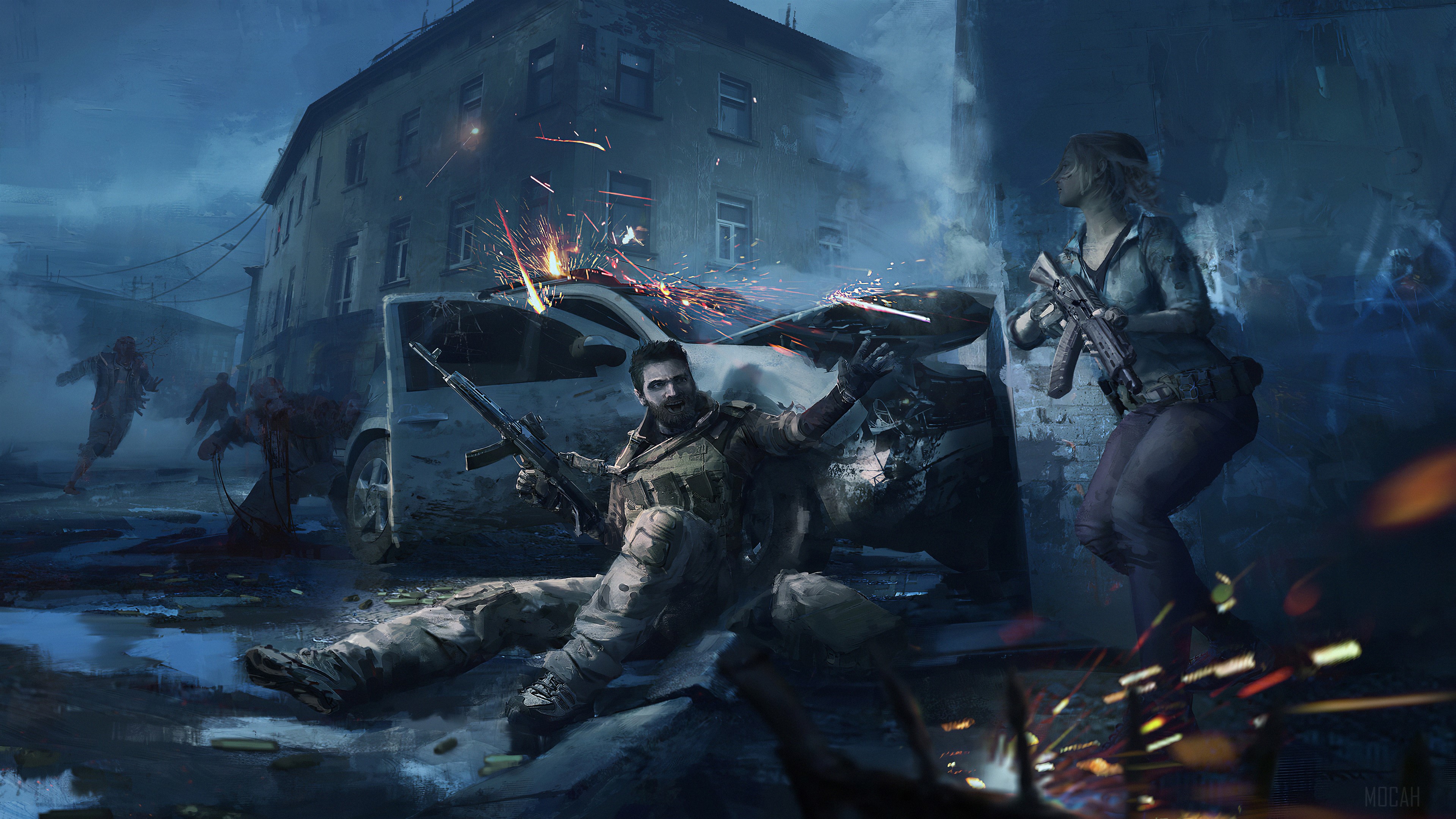Soldier Injured in Zombie Apocalypse 4K HD Wallpaper