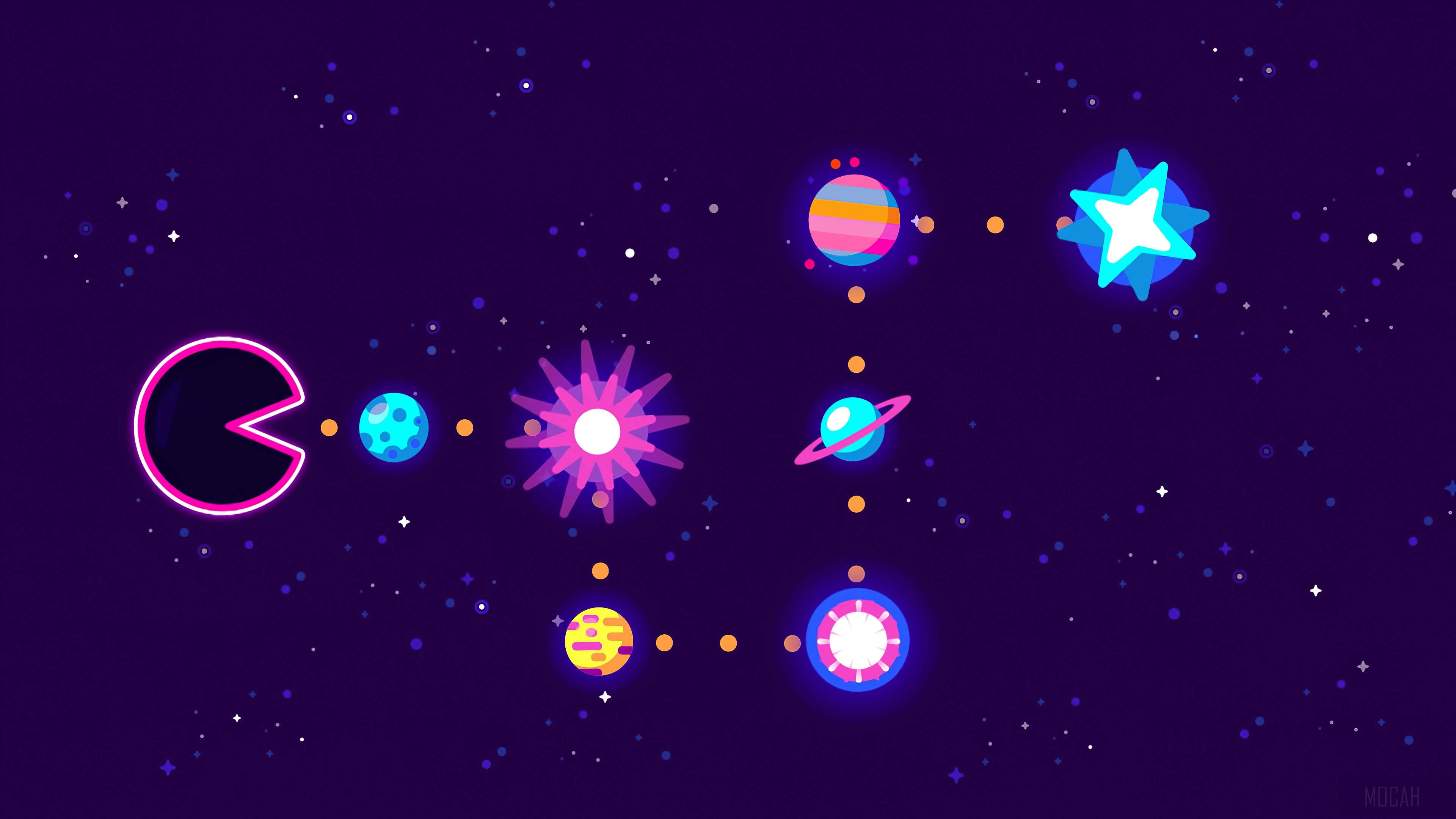 Pacman Eating Planets HD Wallpaper