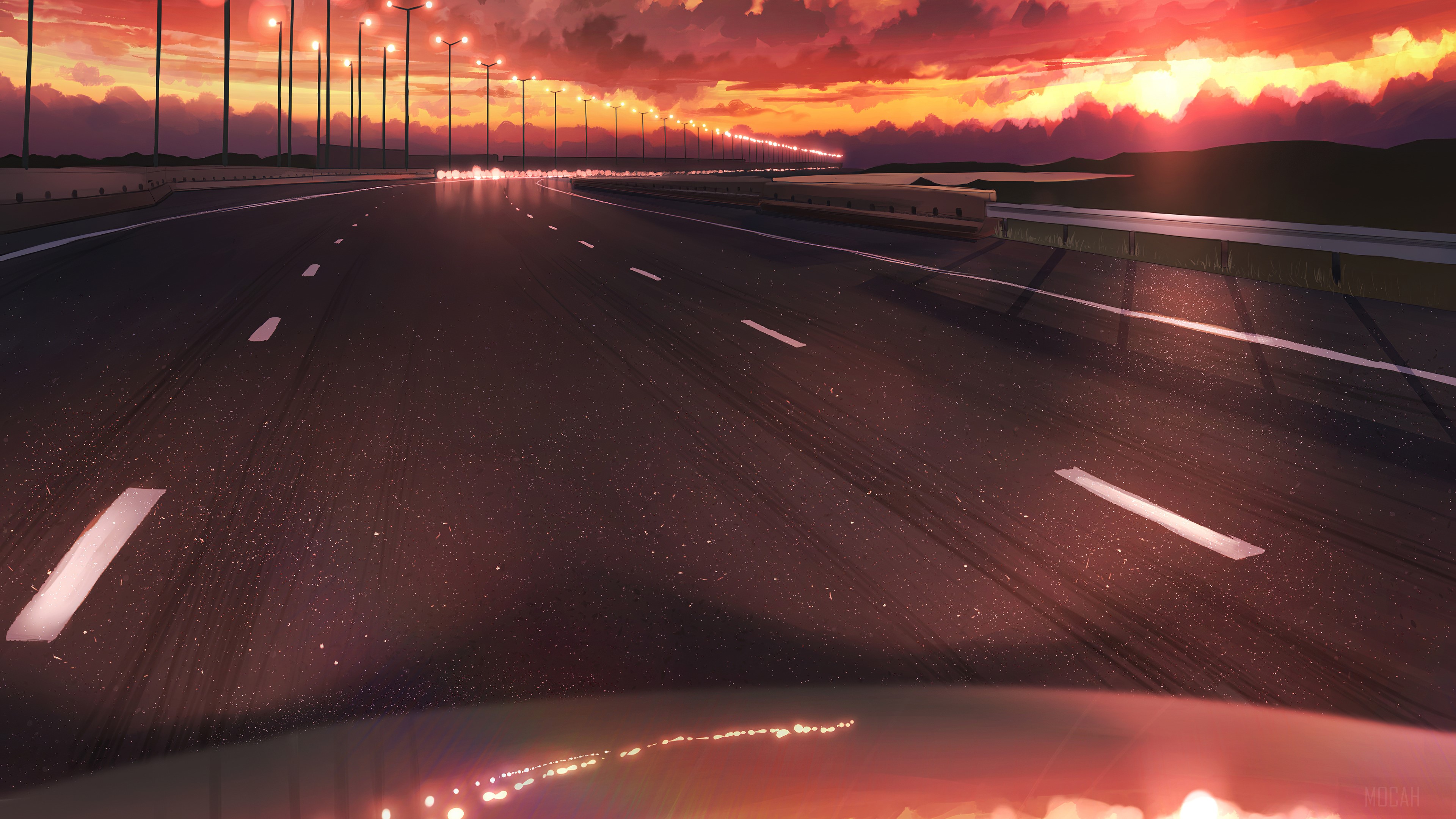 Drive To The Sunset HD Wallpaper