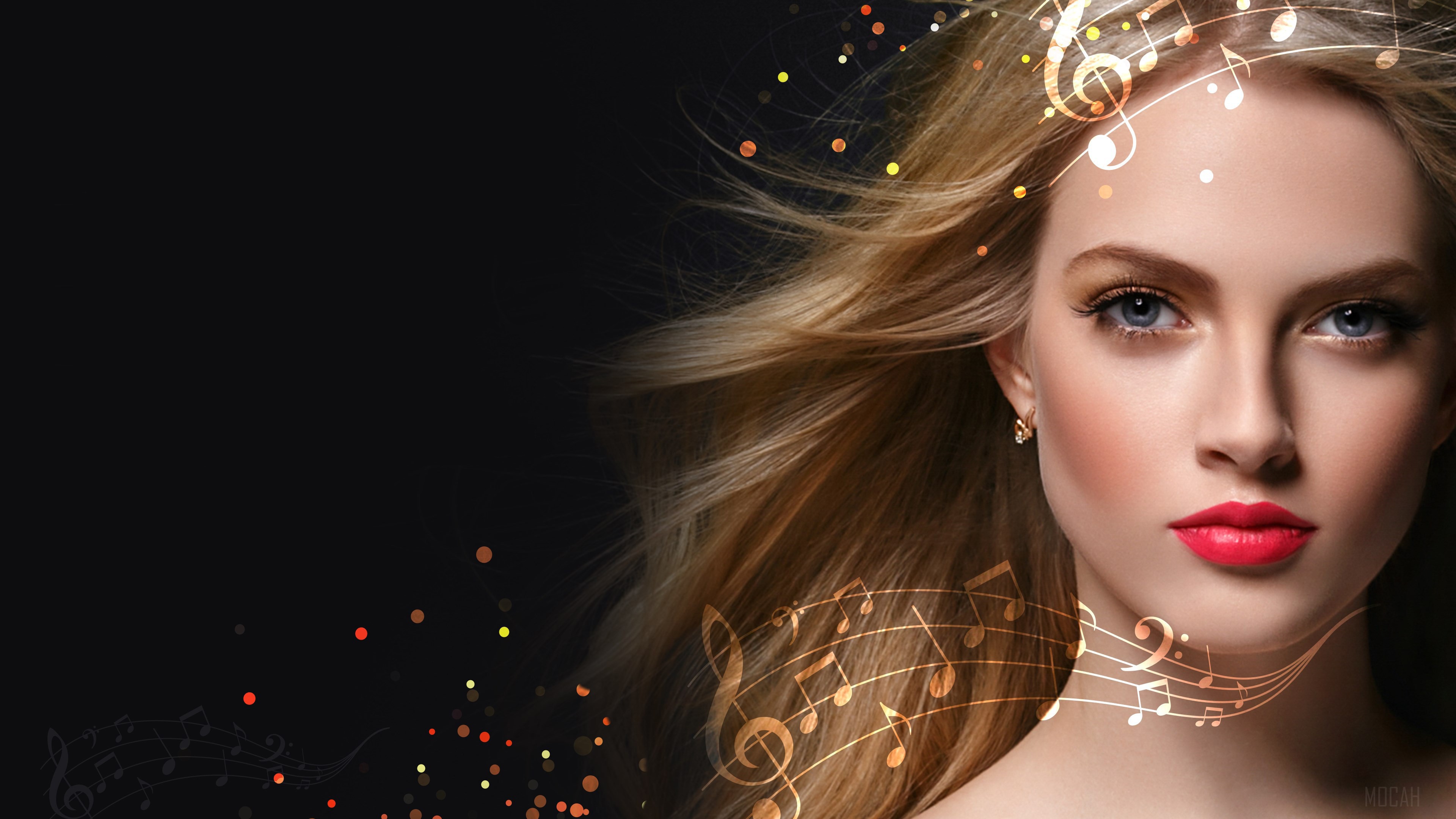 Princess Girl with Musical Notes 4K HD Wallpaper