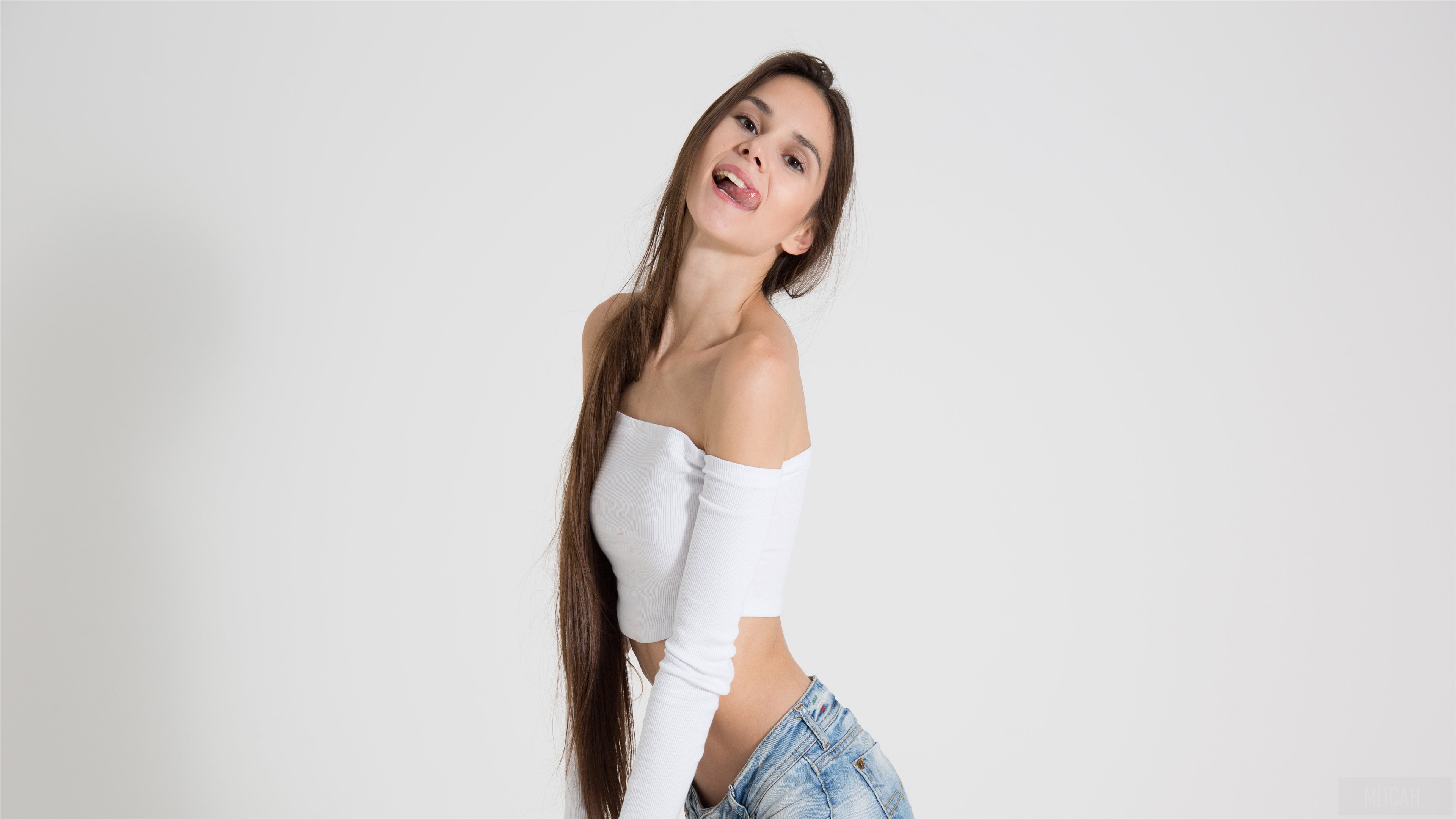 Cute Girl Sticking Tongue Out 4K HD Wallpaper