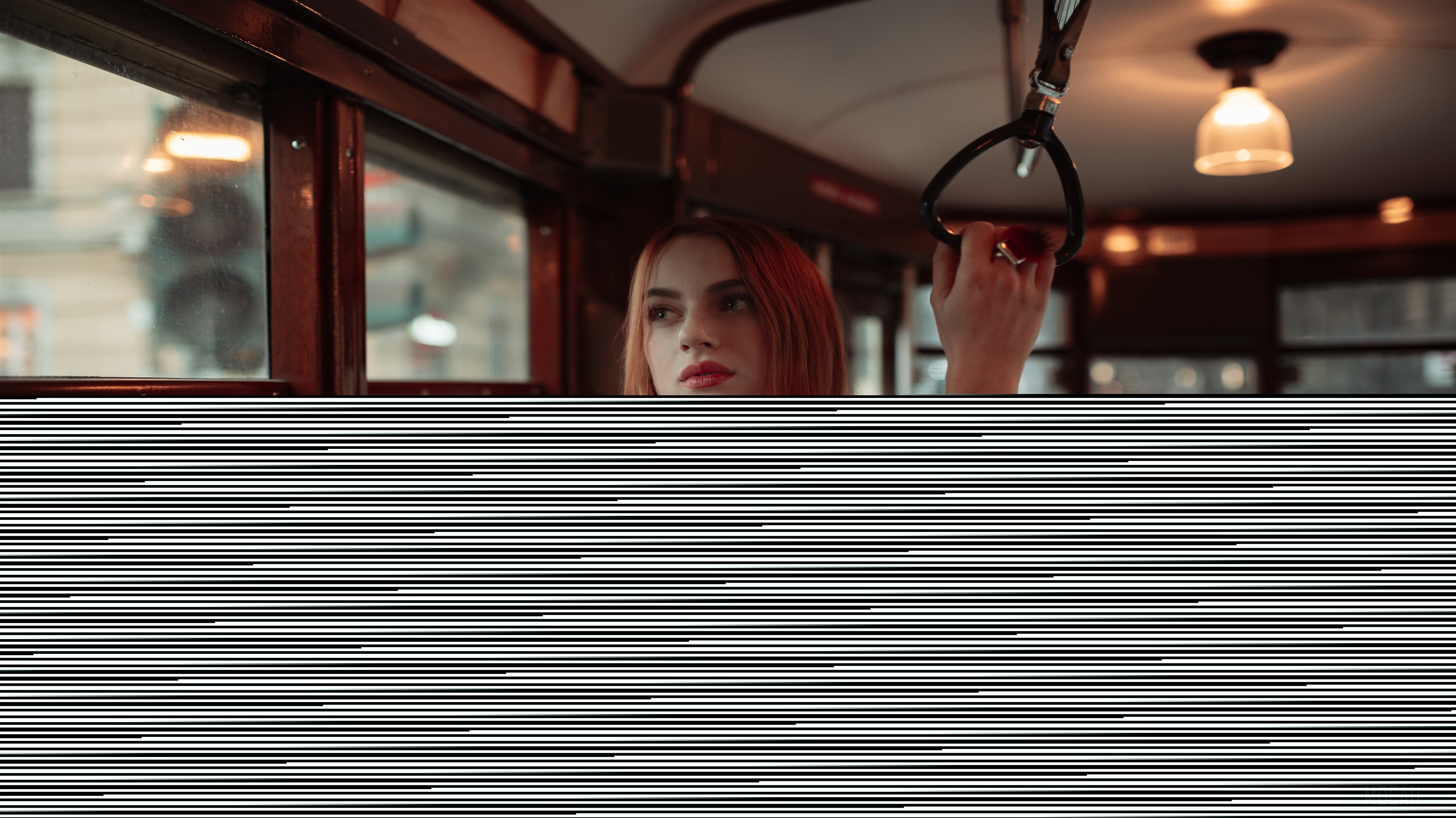 Girl in Tram 4K HD Wallpaper