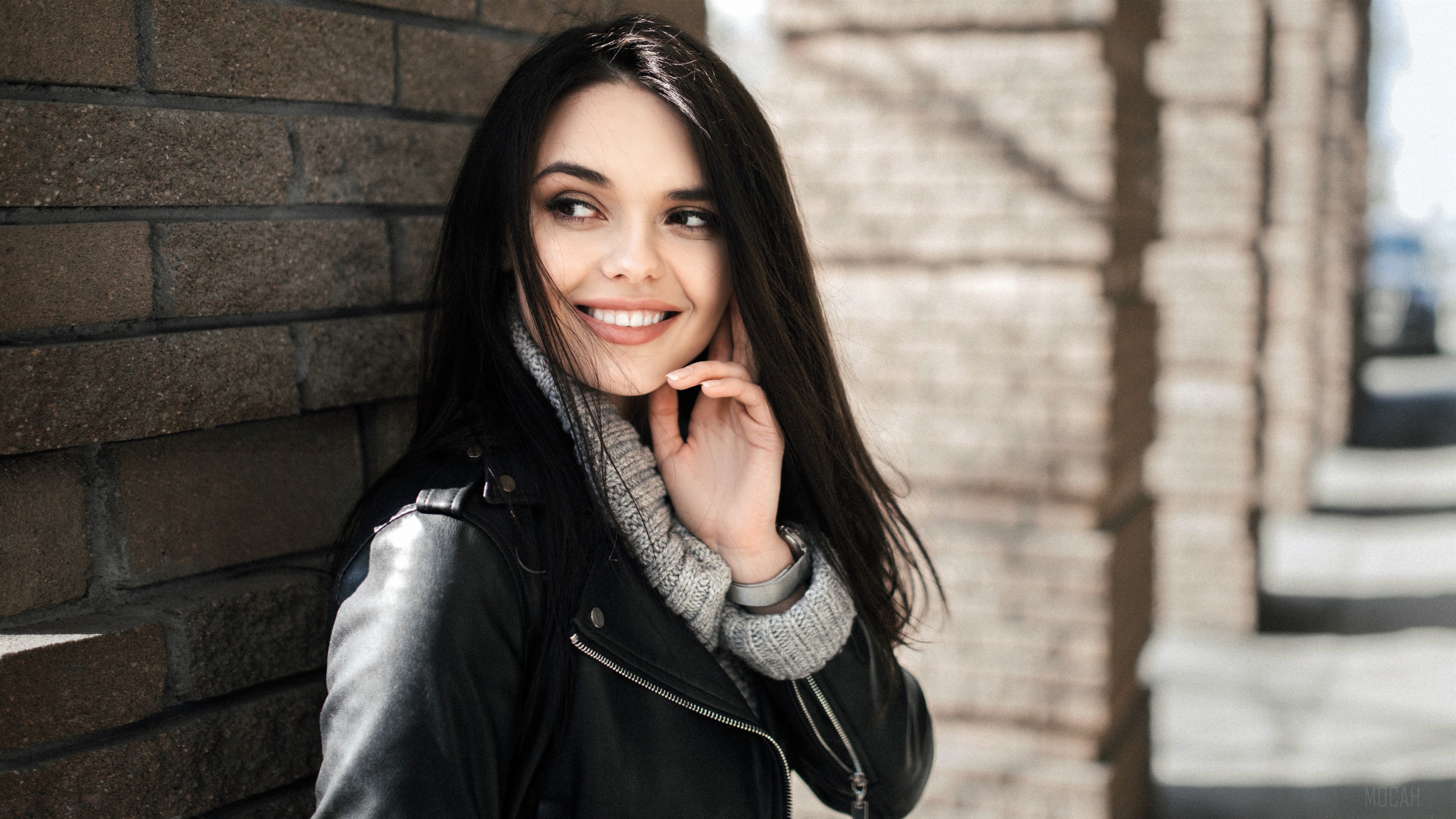 Cute Model with Black Hair Smiling 4K HD Wallpaper