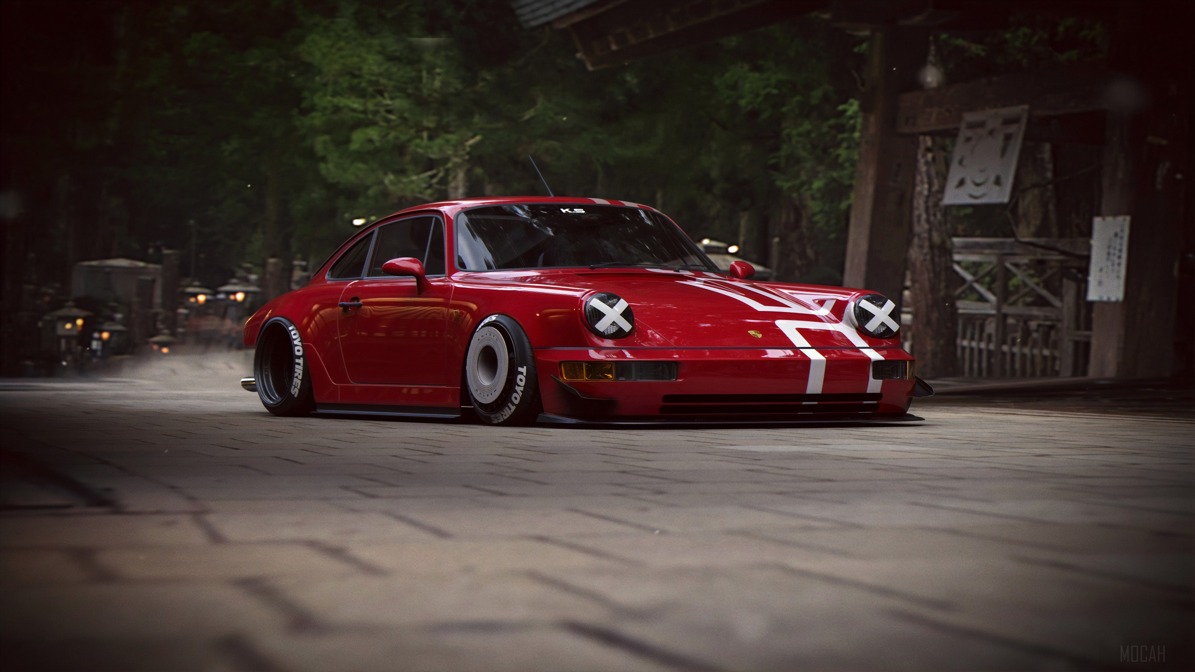 Red Porsche 911 with Toyo Tires 4K HD Wallpaper