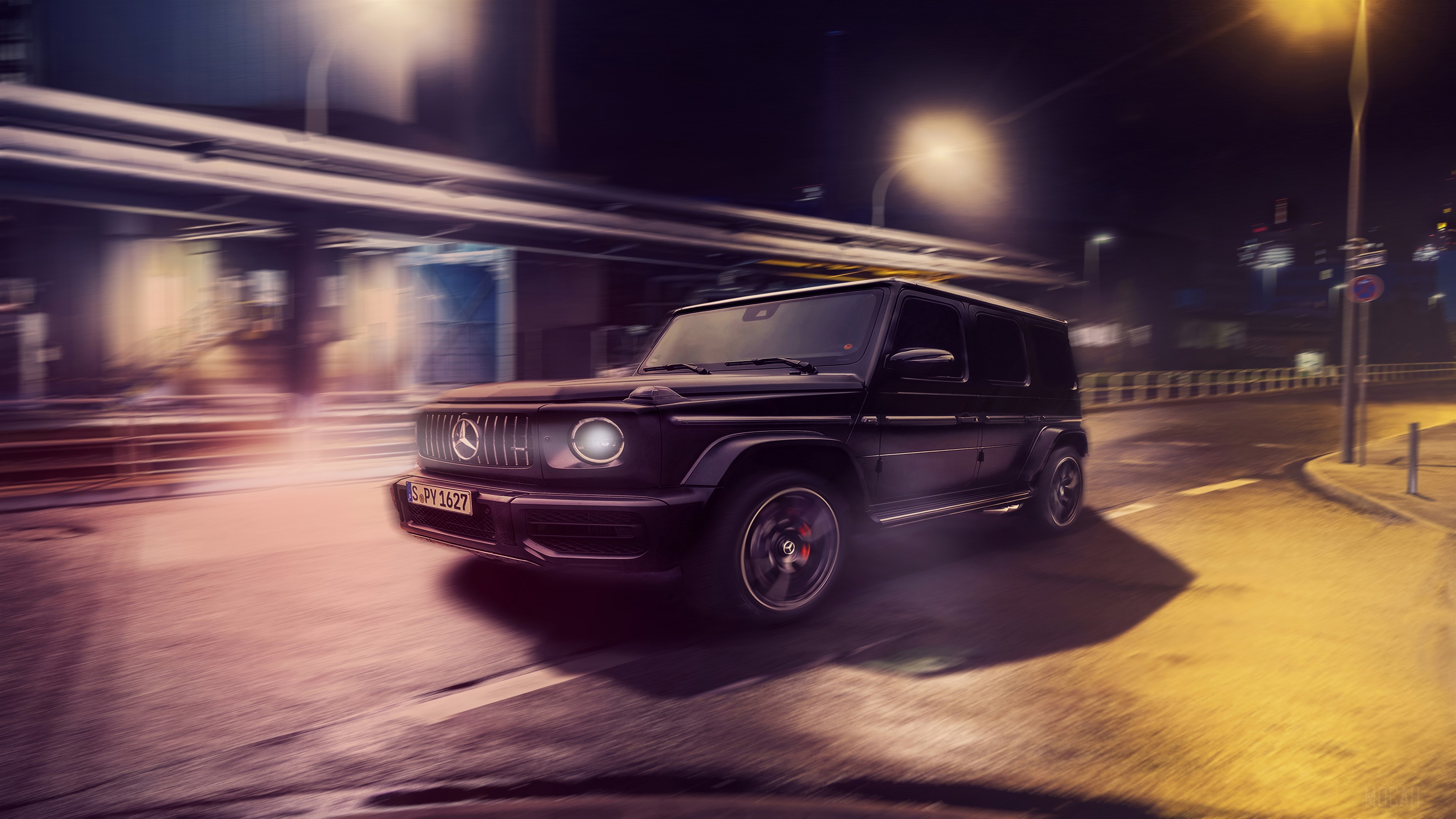 Mercedes G Wagon driving at night 4K HD Wallpaper
