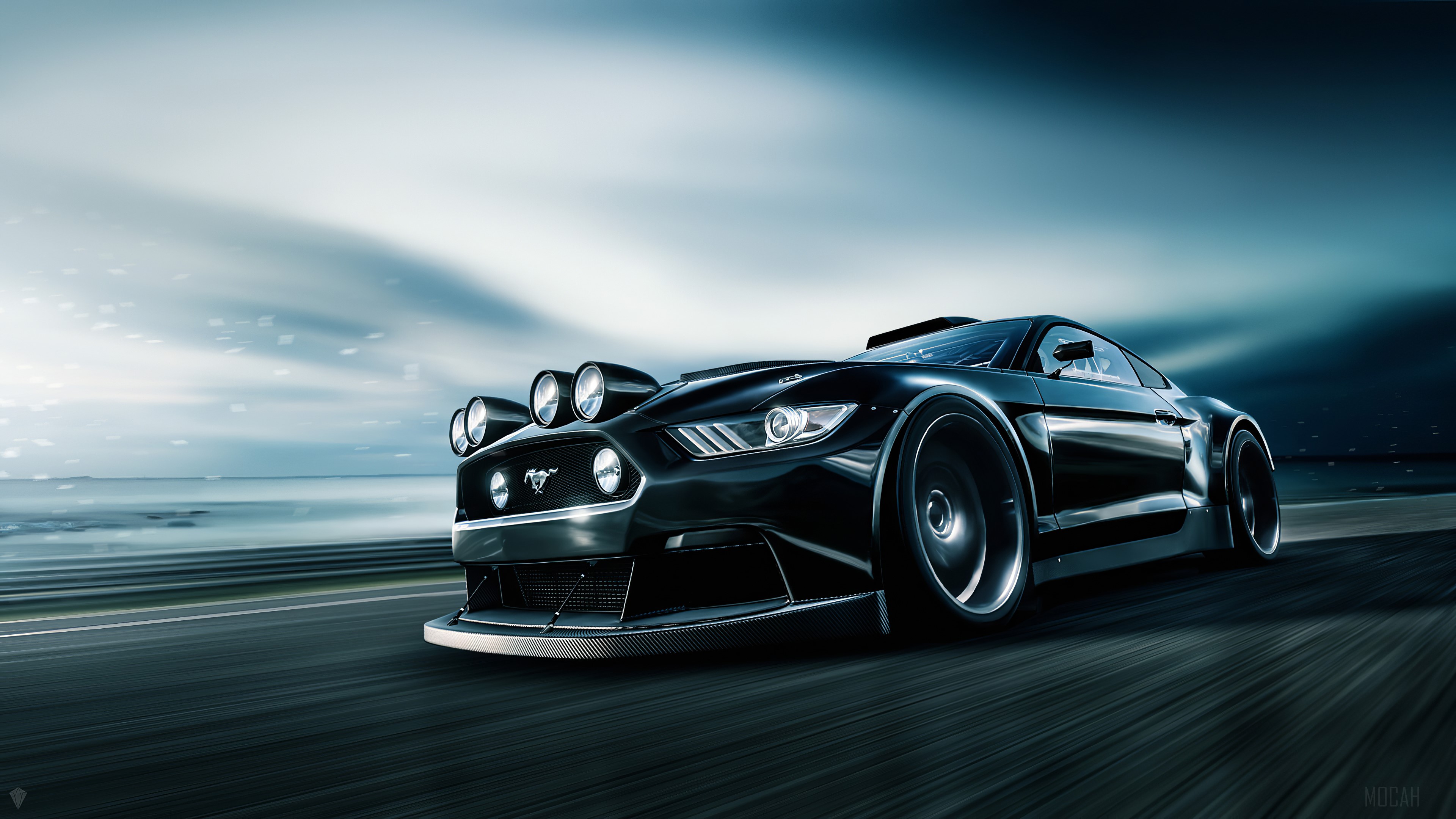 Black Ford Mustang Rally Car 4K HD Wallpaper
