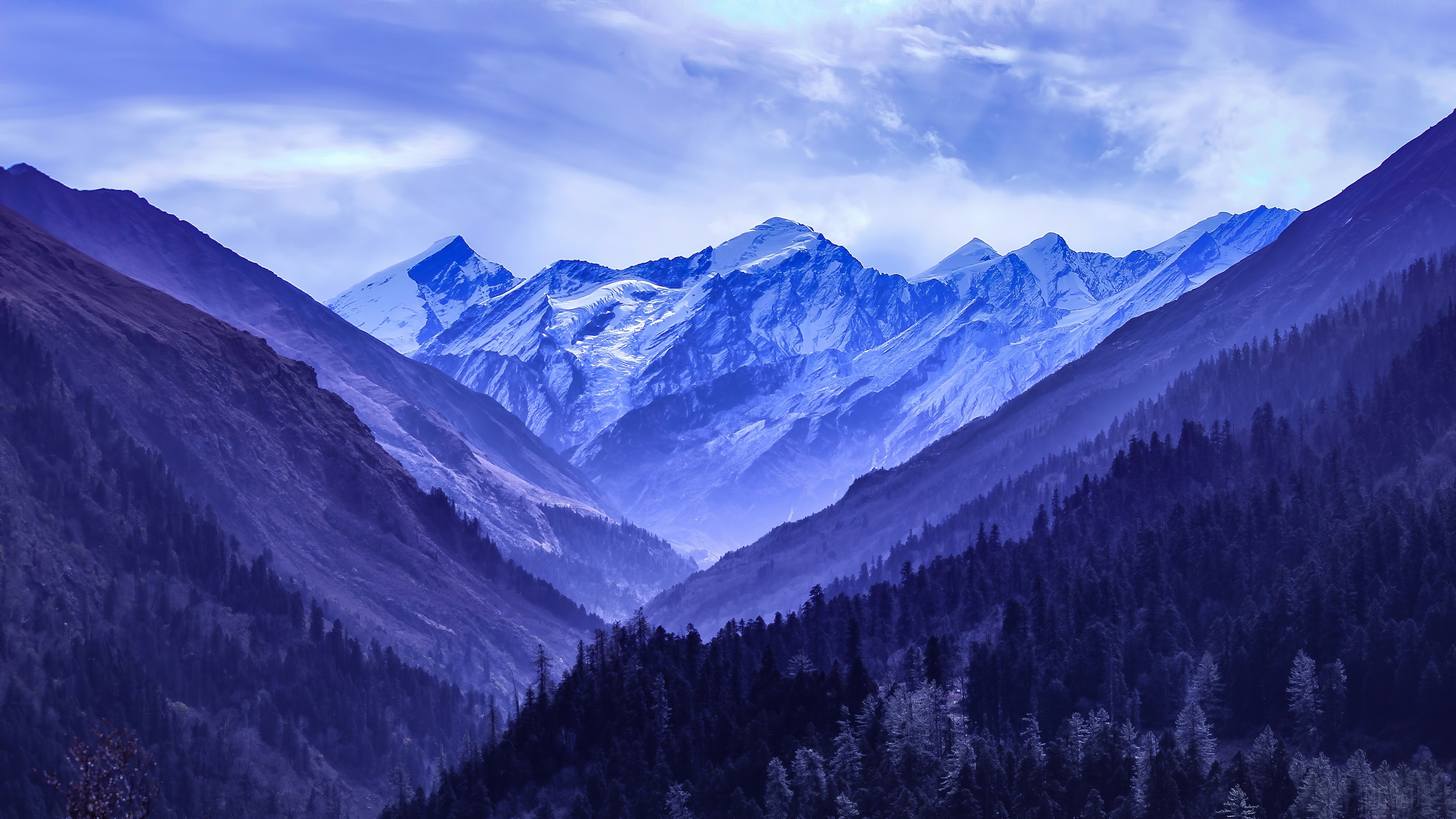 Snowy Blue Mountains HD Wallpaper