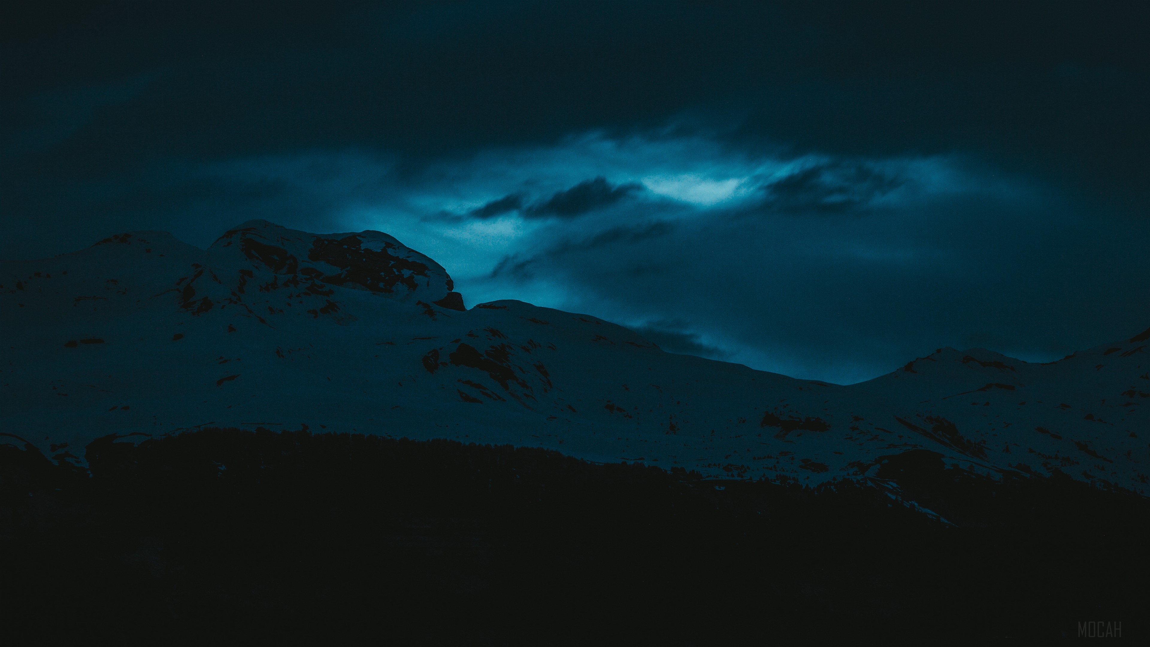 Dark Evening Snow Covered Mountains HD Wallpaper