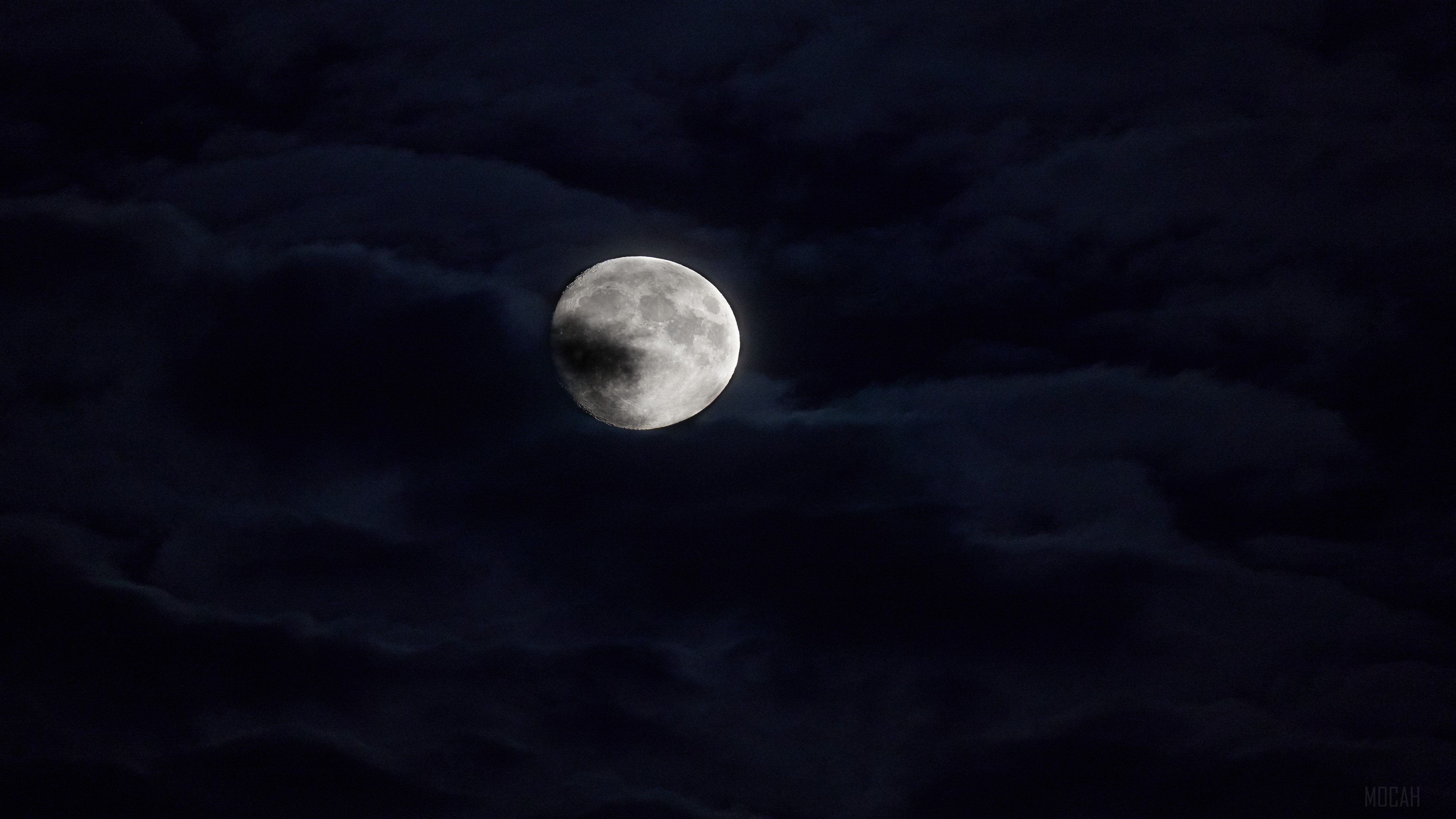 Moon Behind Clouds HD Wallpaper