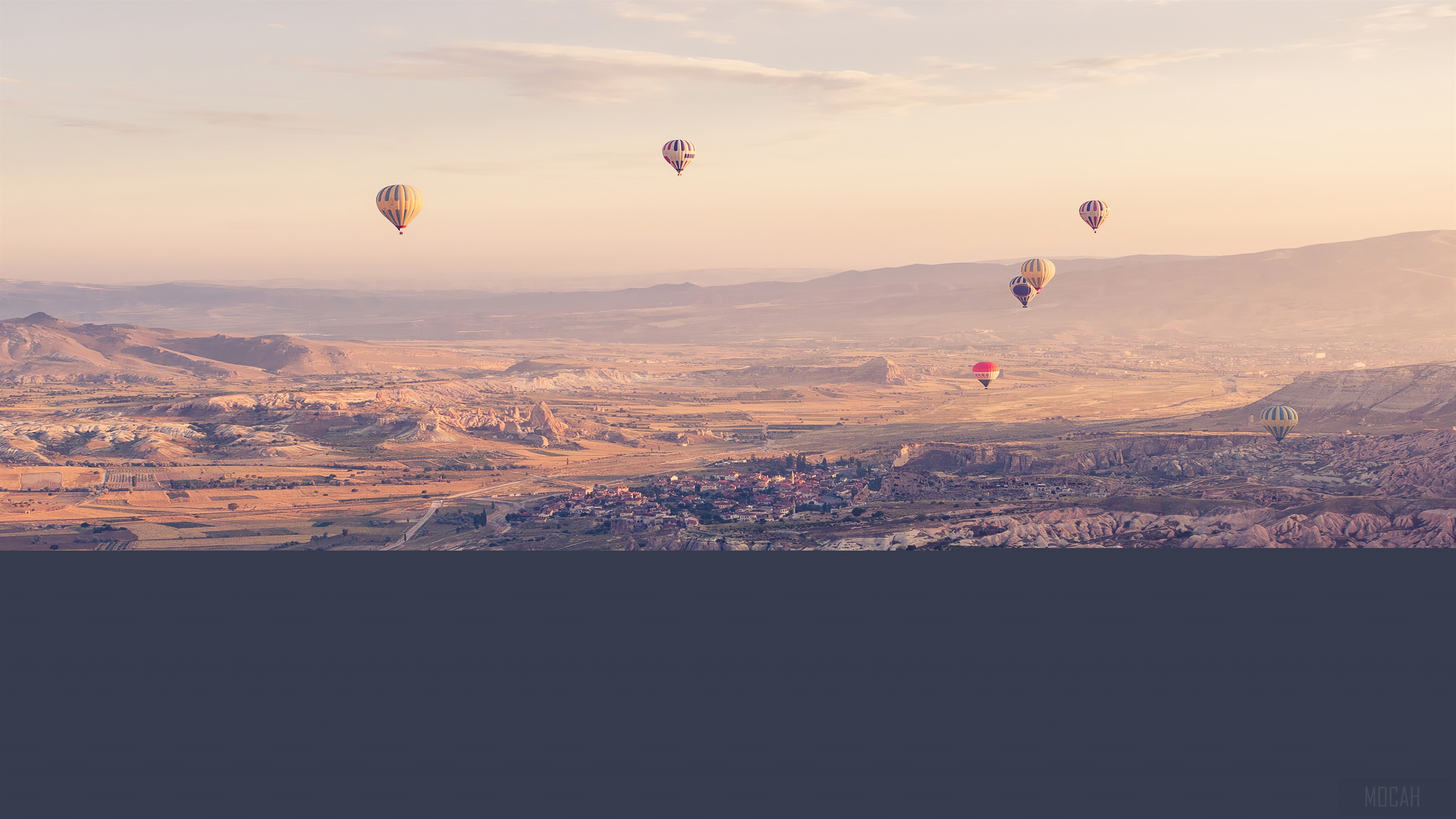 Hot Air Balloons Over Cappadocia Landscape 4K HD Wallpaper