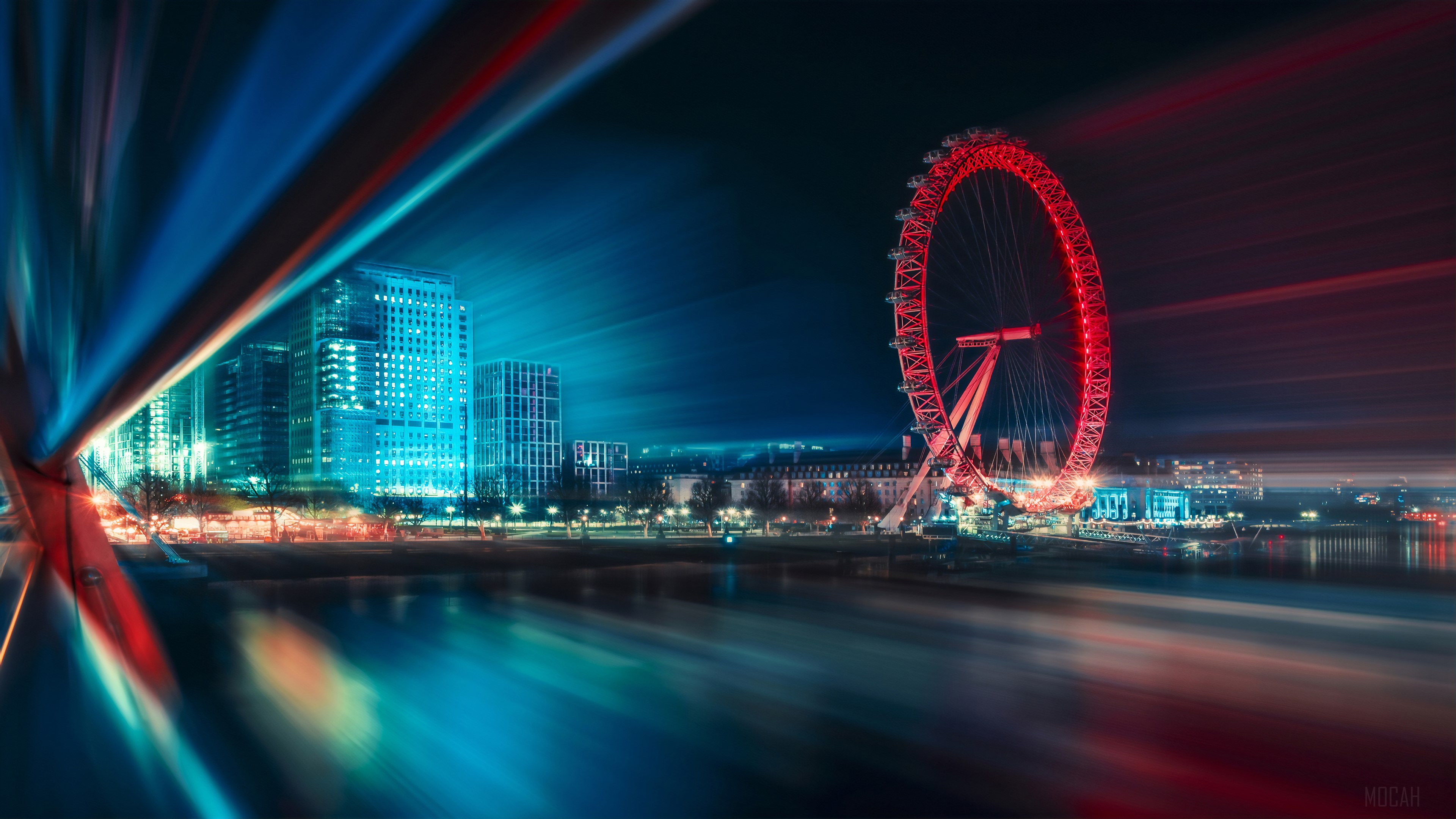 London Eye Ferris Wheel at Night 4K HD Wallpaper