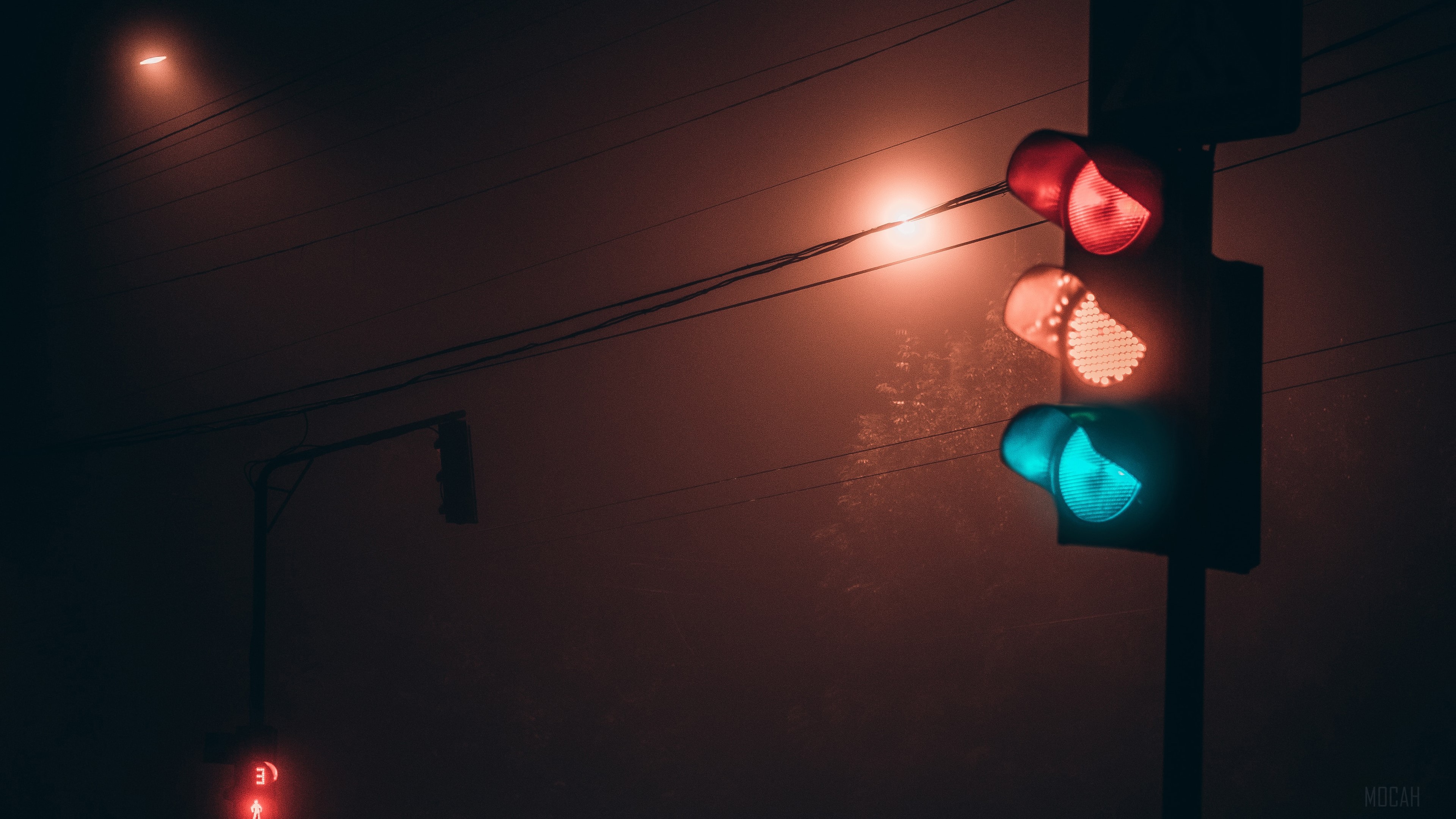 Traffic Lights in Fog 4K HD Wallpaper