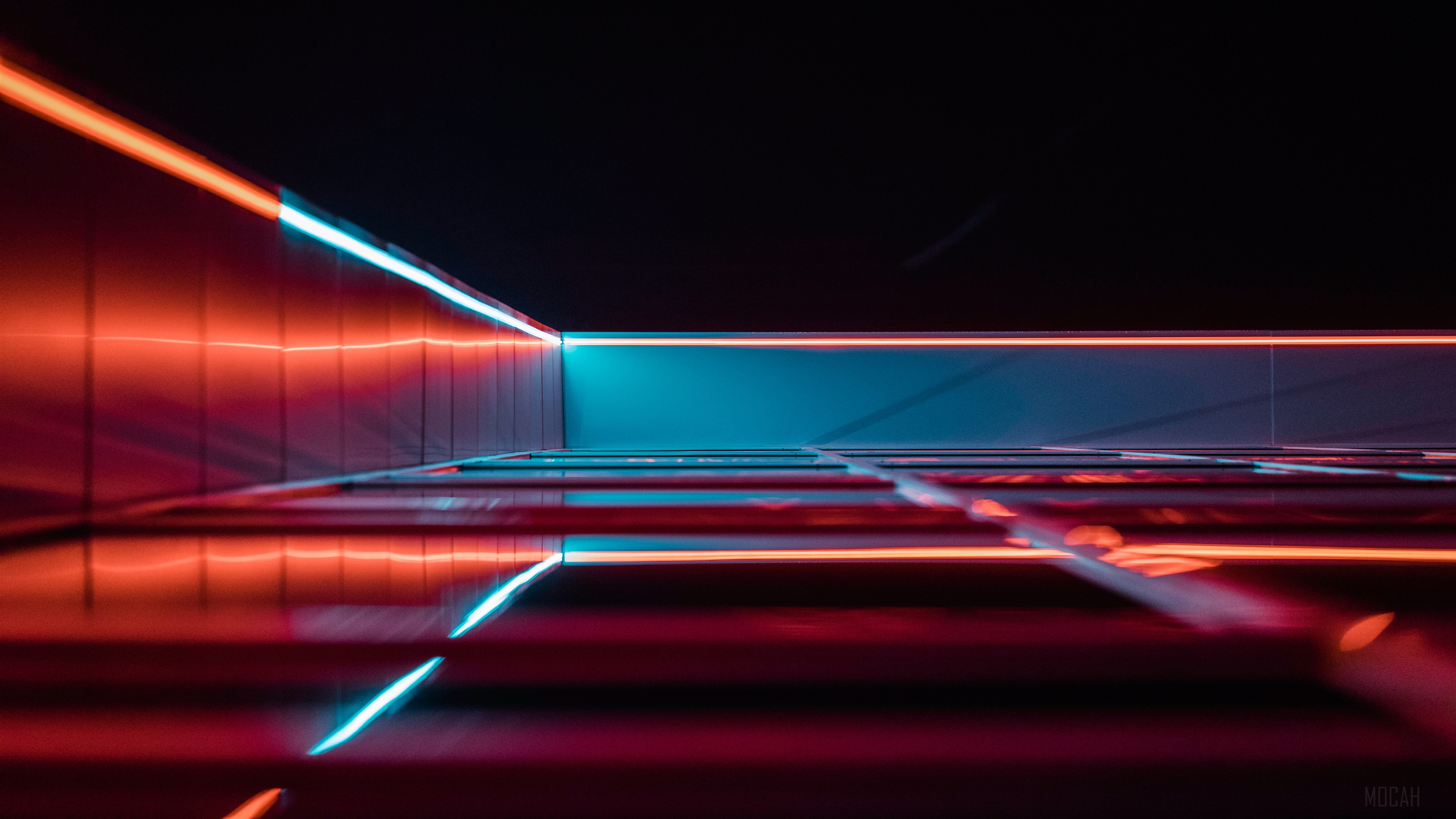 Red and Blue Neon Lights in a Grid Pattern HD Wallpaper