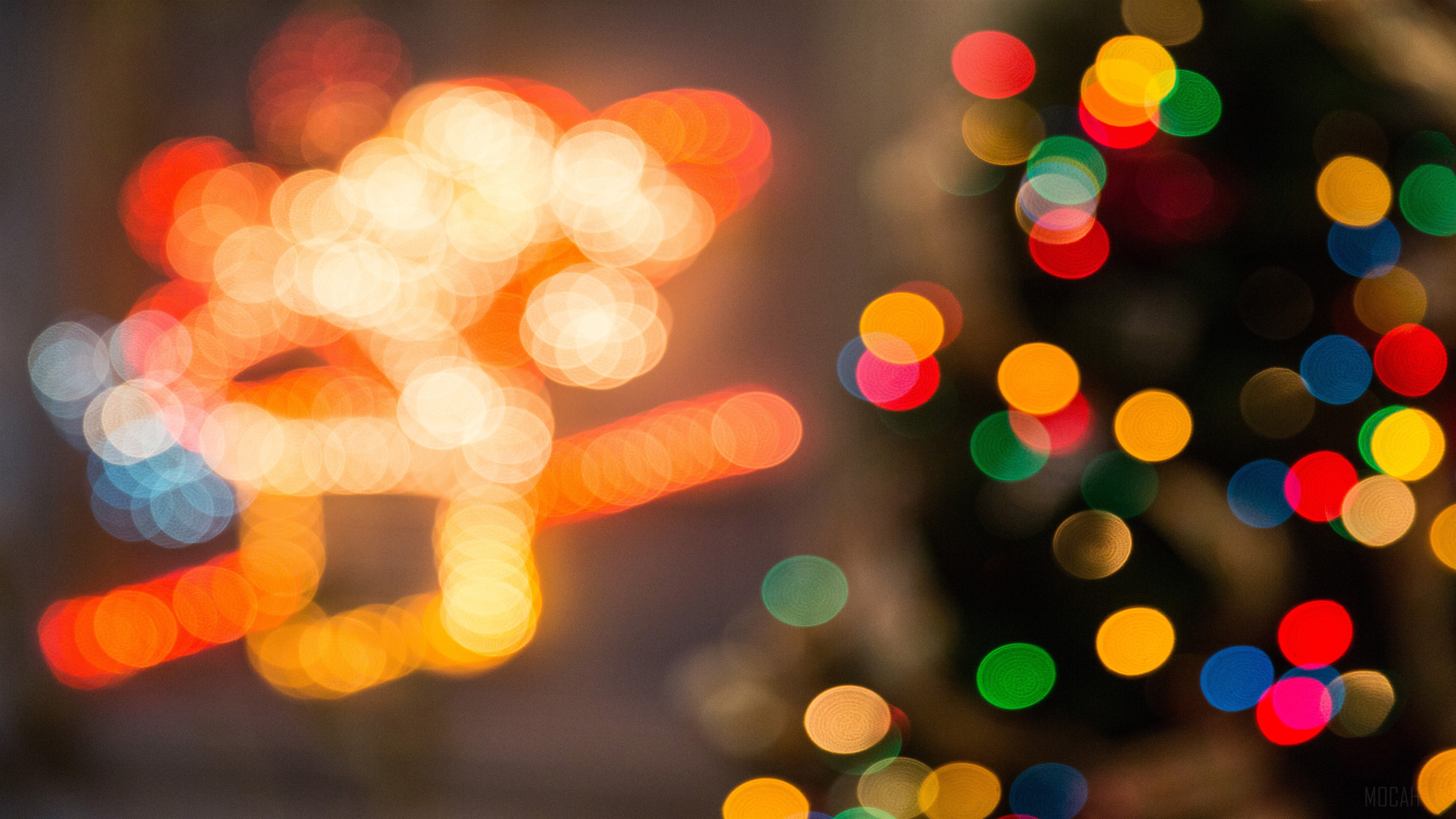 Blurred Christmas Lights Bokeh 4K HD Wallpaper