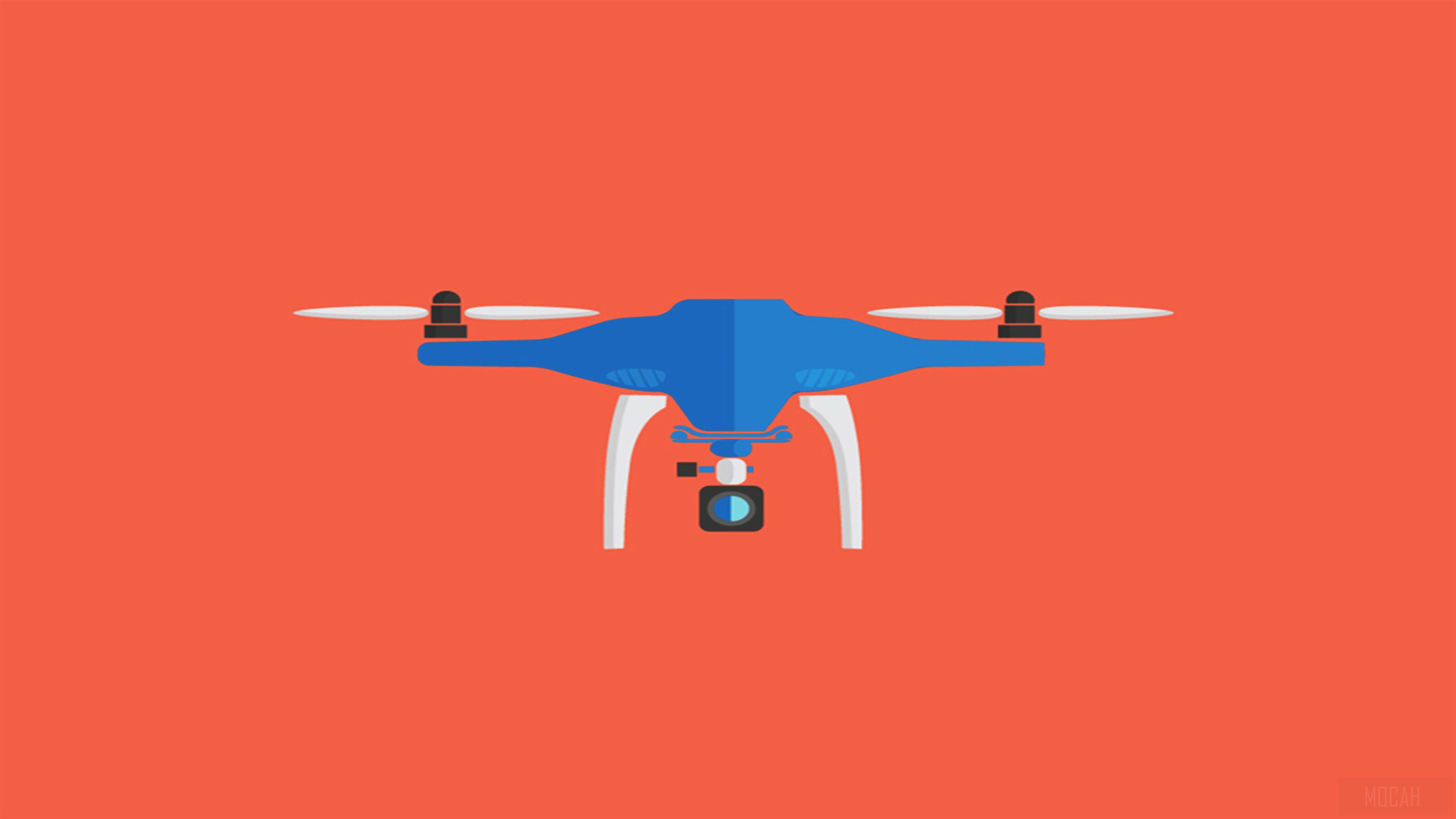 Blue drone with camera 4K HD Wallpaper