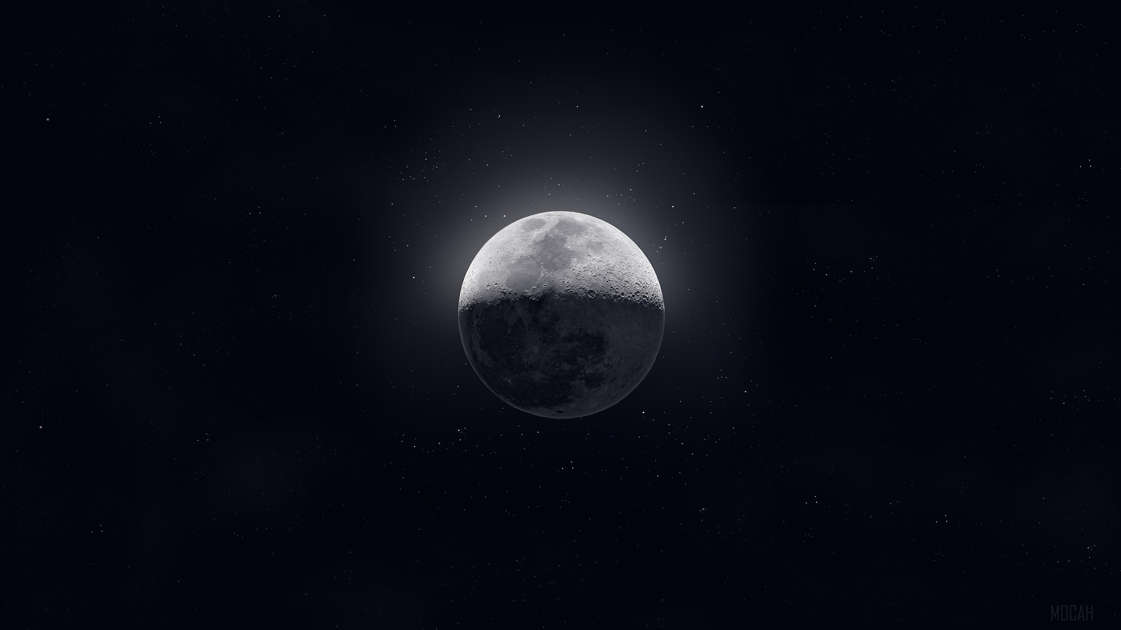 The Moon in the Night Sky 4K HD Wallpaper