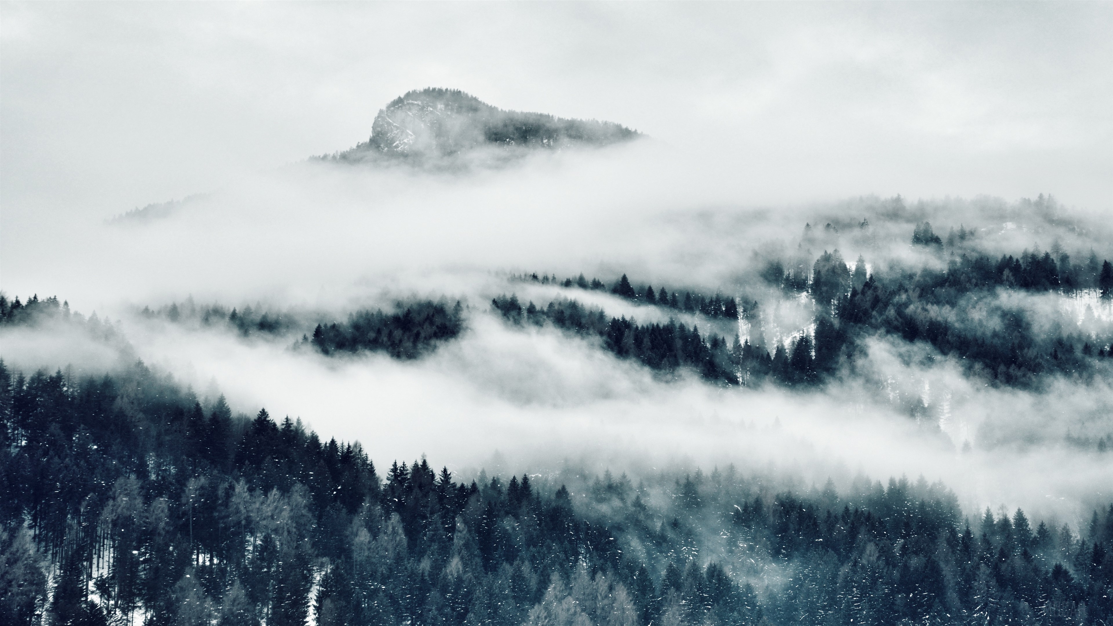 Mountains Covered With Clouds HD Wallpaper