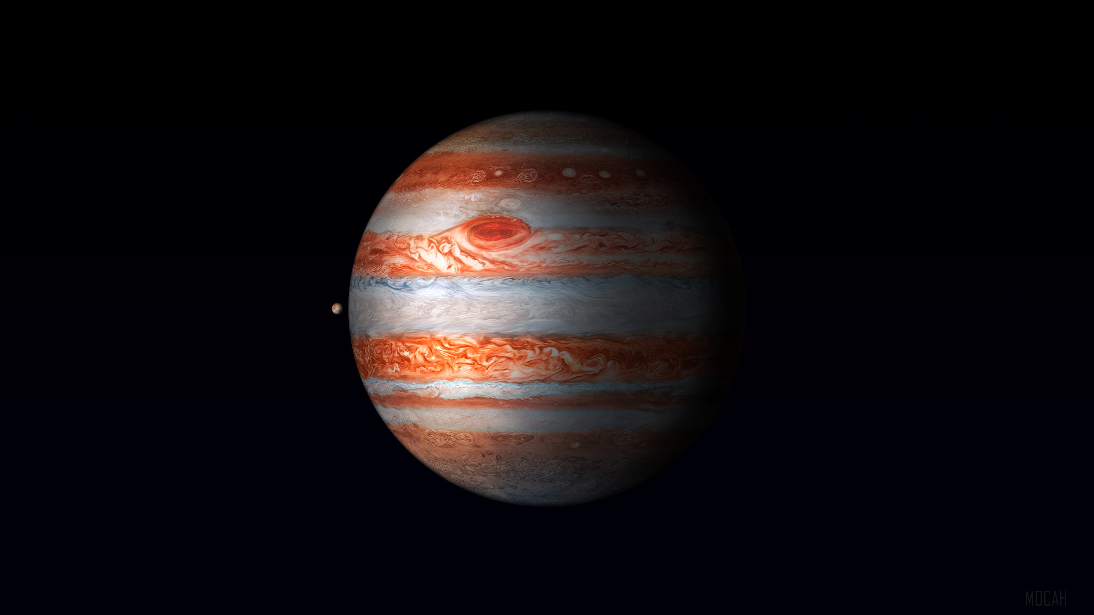 Jupiter and a moon in 4K HD Wallpaper