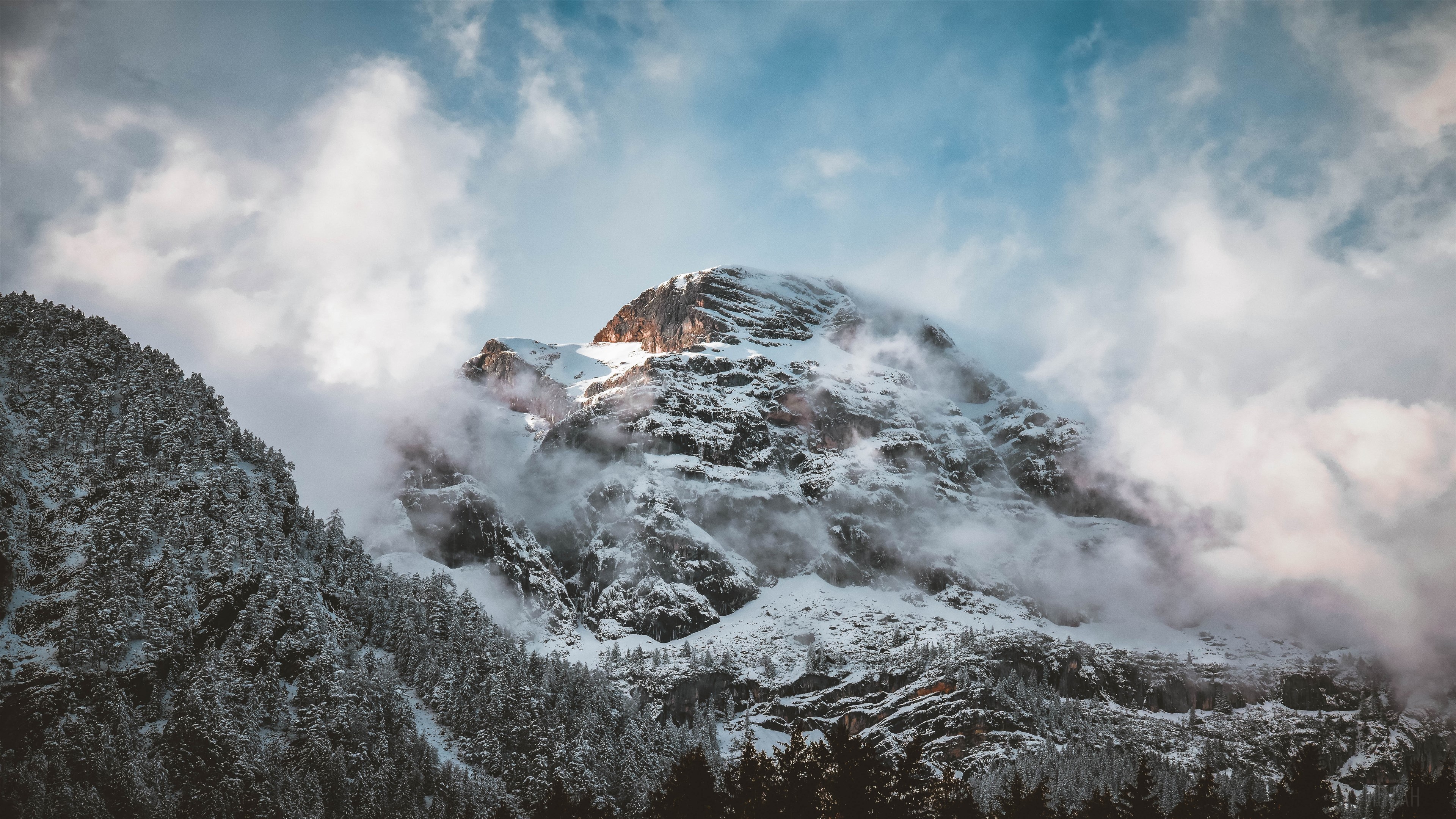 Snow Covered Mountain Peak HD Wallpaper