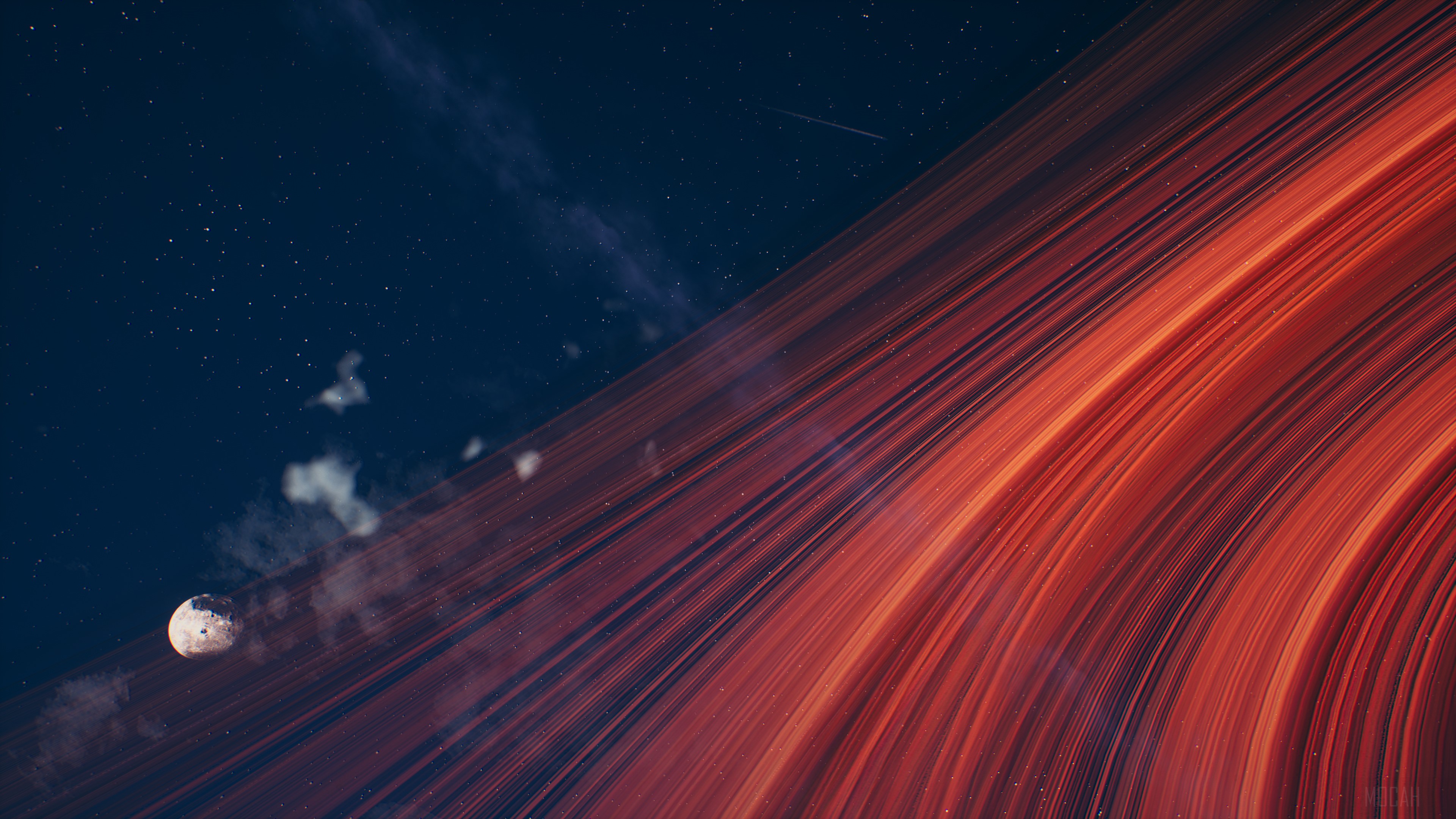 Planet with Rings in Space 4K HD Wallpaper