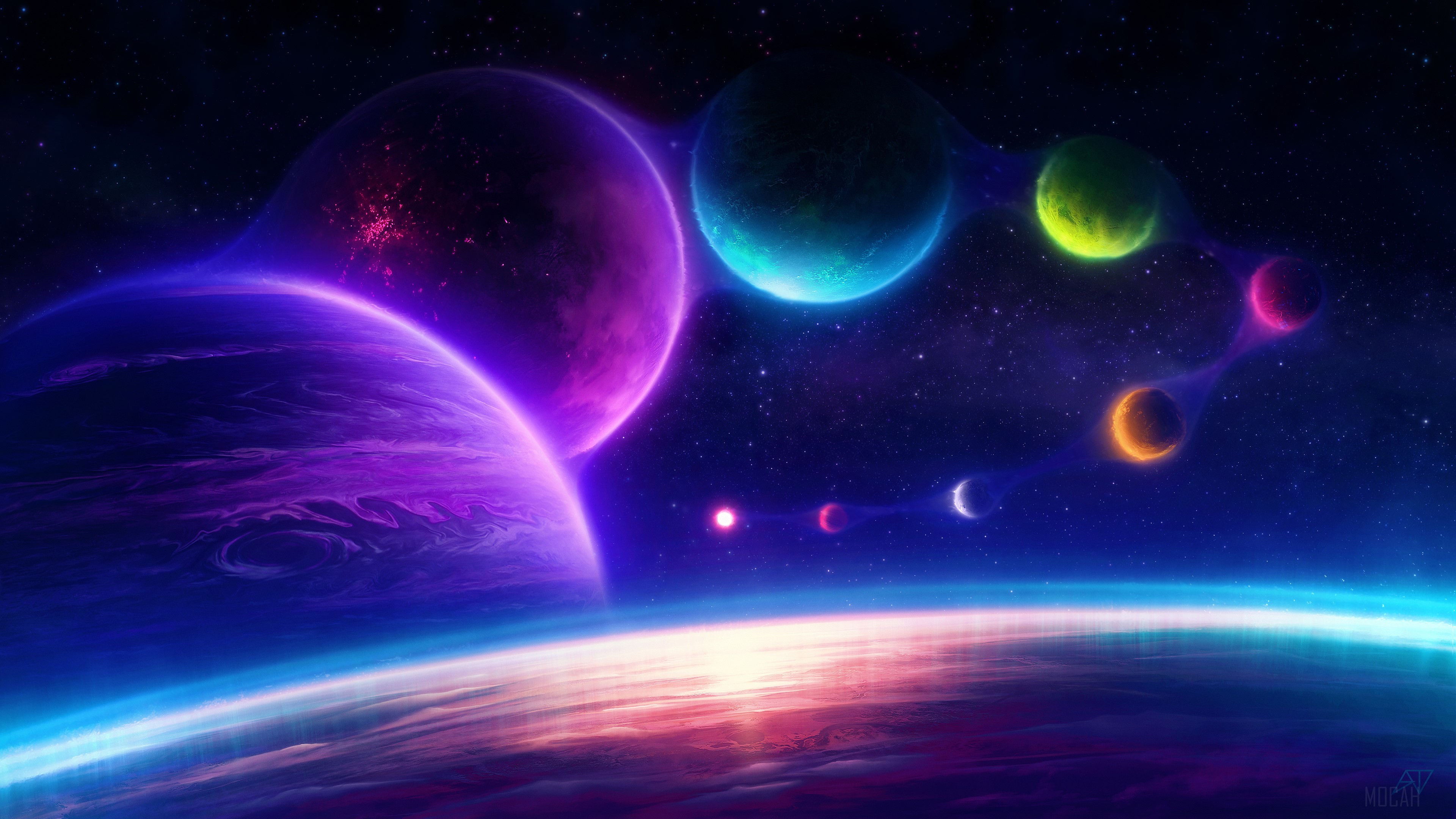 Colorful Planets in Outer Space 4K HD Wallpaper