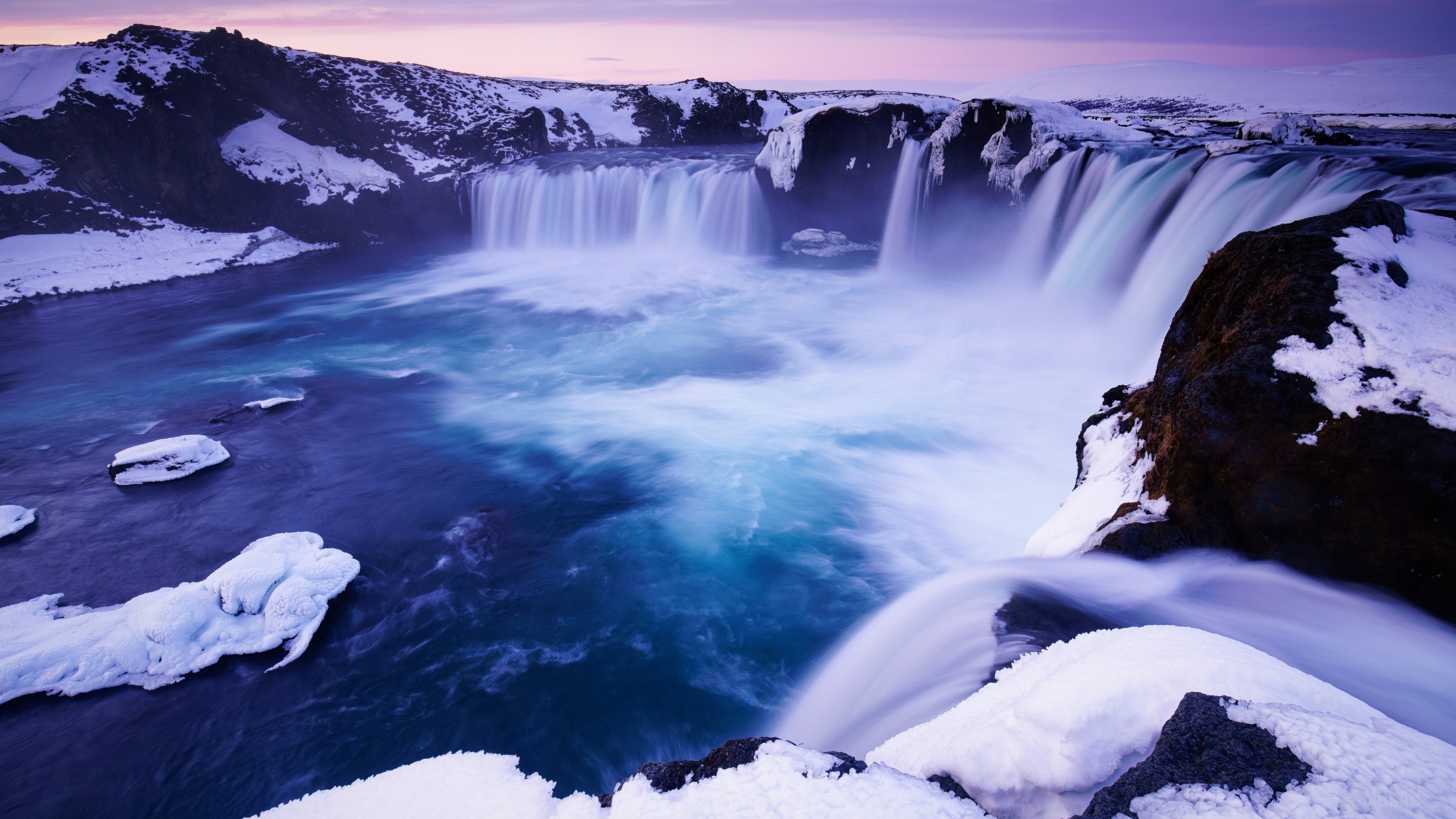 Godafoss Waterfall in Iceland during winter HD Wallpaper
