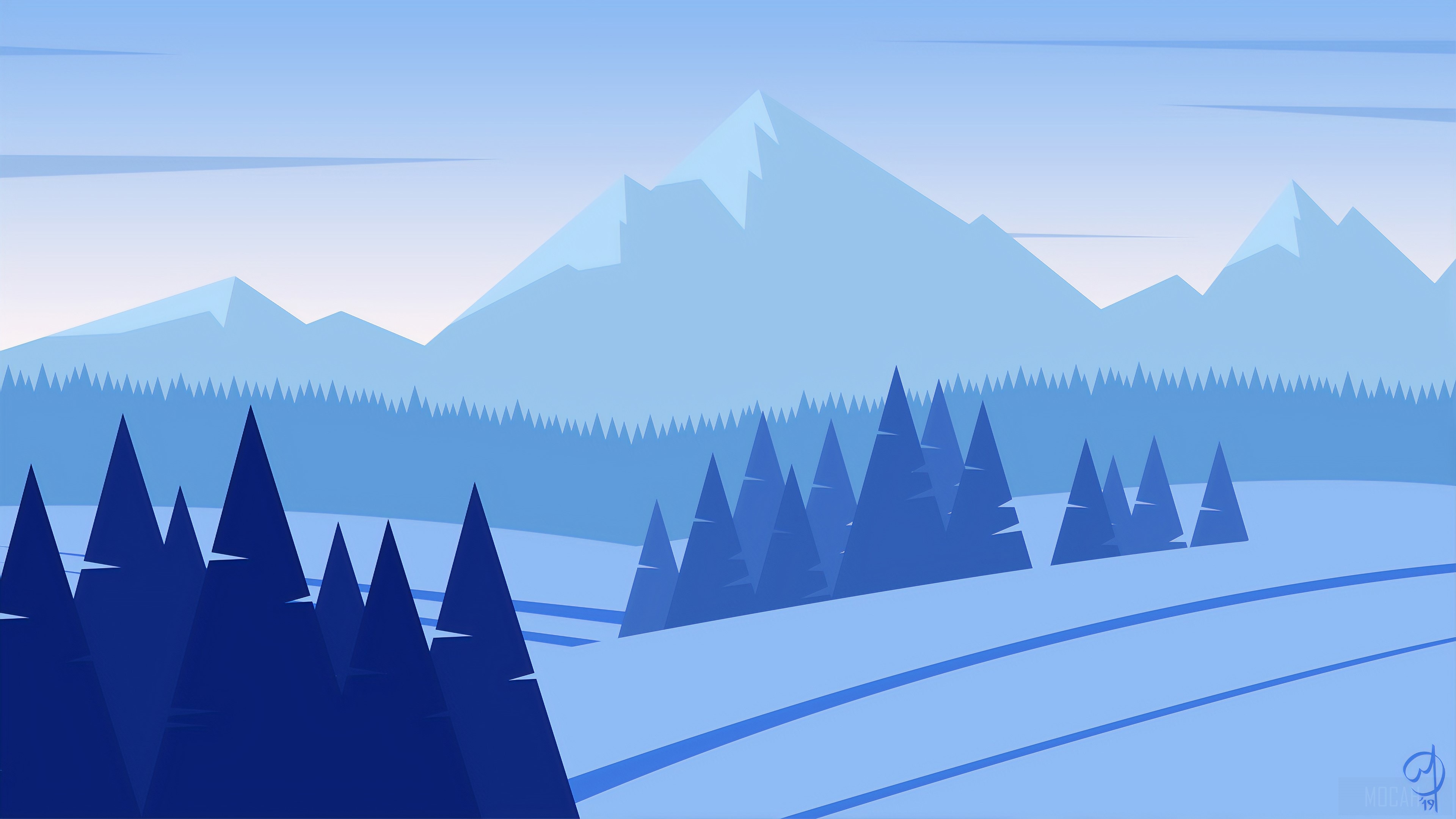 Minimalist Mountains Snow HD Wallpaper