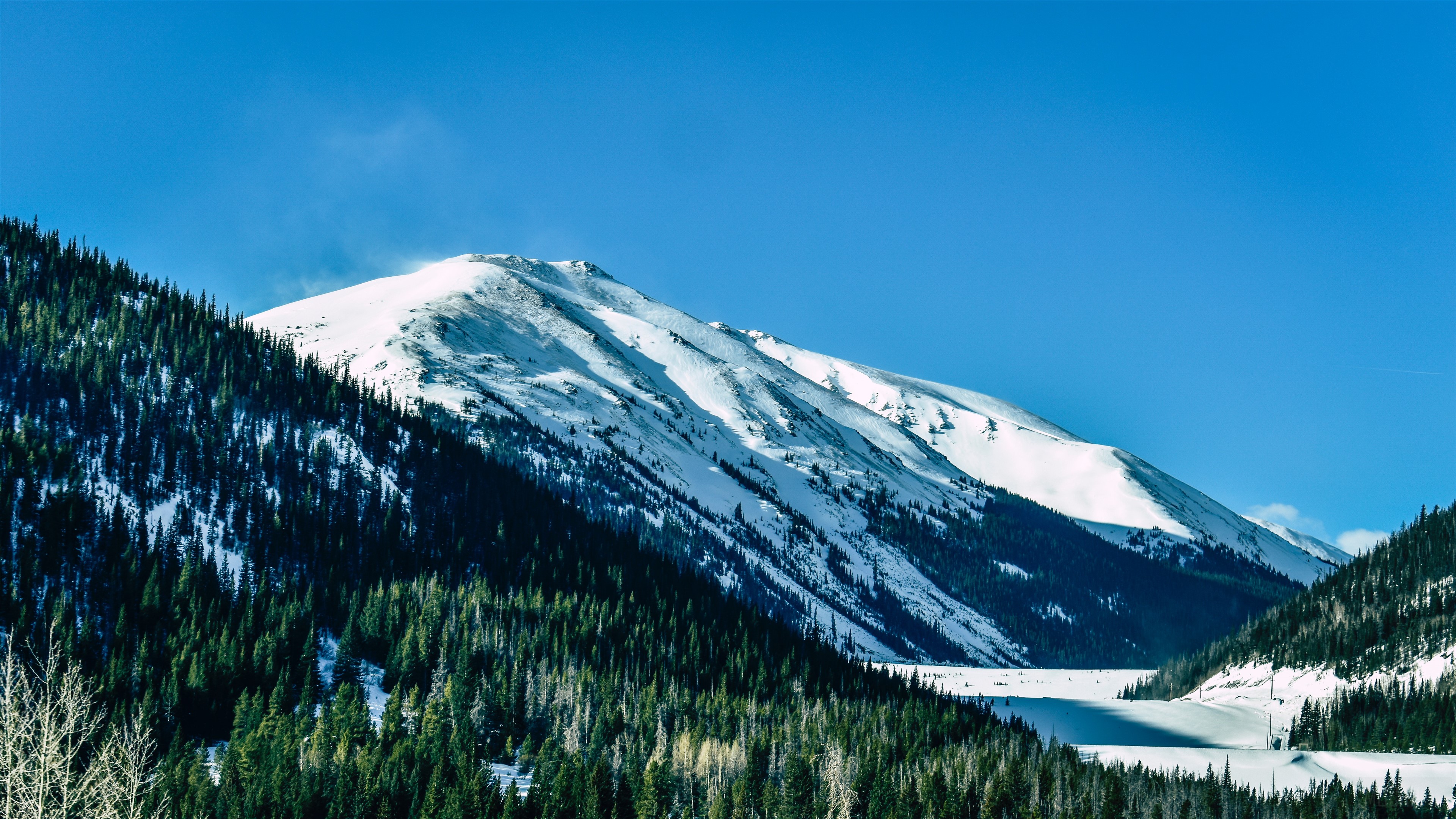 Snow Capped Mountains in Daylight 4K HD Wallpaper