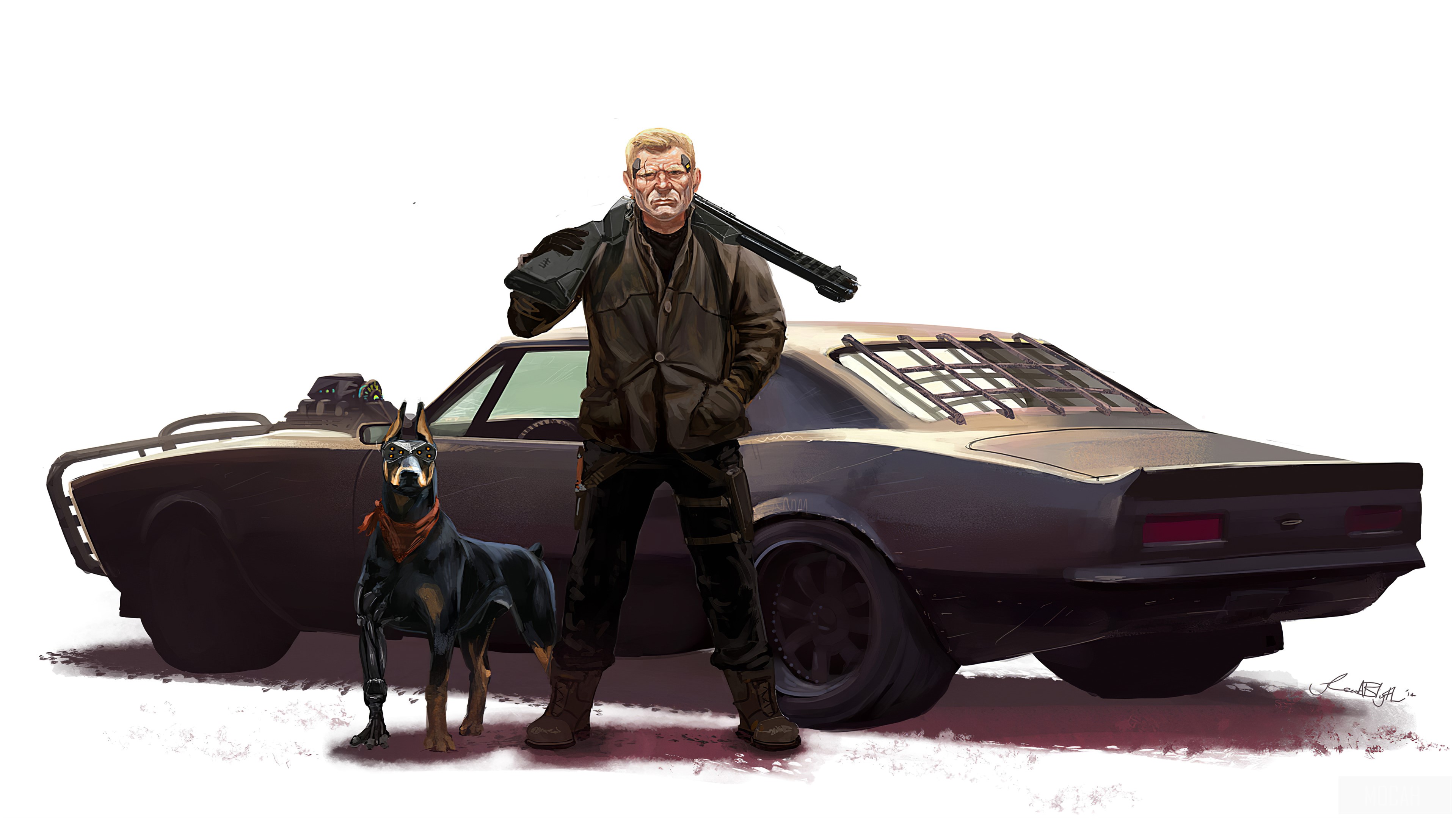 Coan and Pox with a car 4K HD Wallpaper