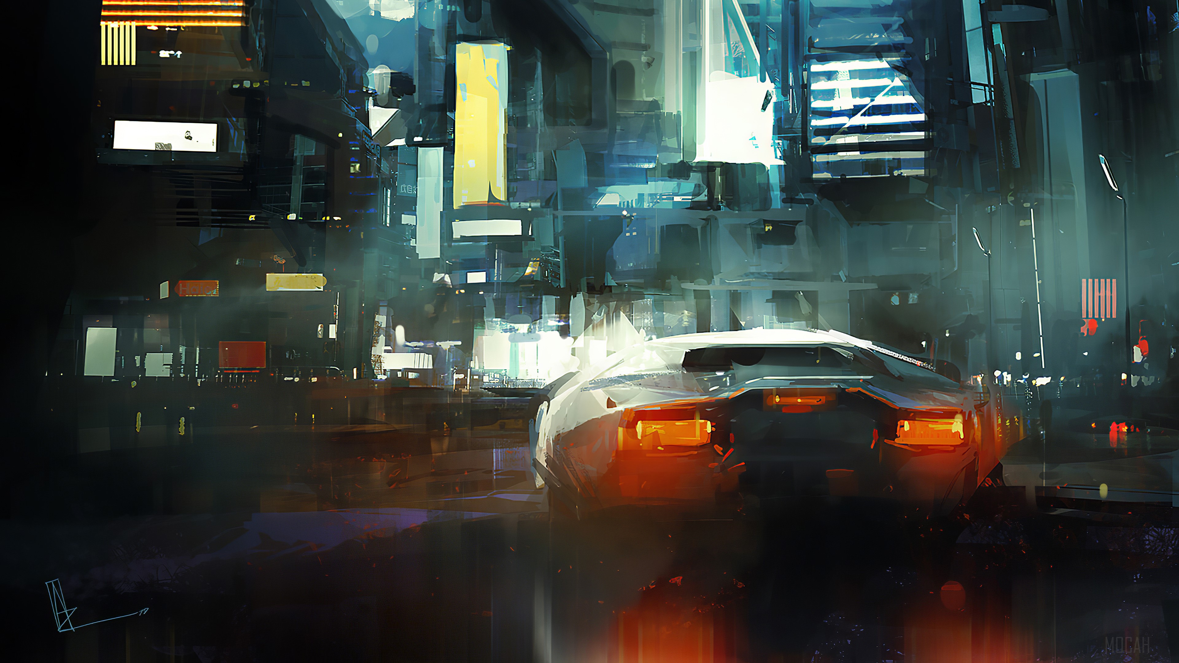 Neon Lamborghini Driver HD Wallpaper